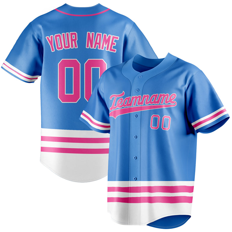 Benutzerdefiniertes Professionelles Elektrisch Blau Rosa Baseballtrikot BB01240528JZ188
