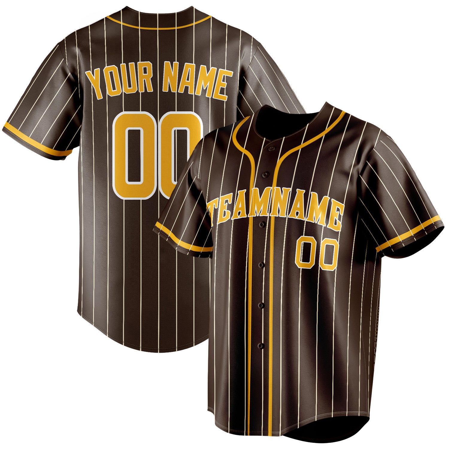 Benutzerdefiniertes Professionelles Braun Gelb Baseballtrikot BB01240528WX076