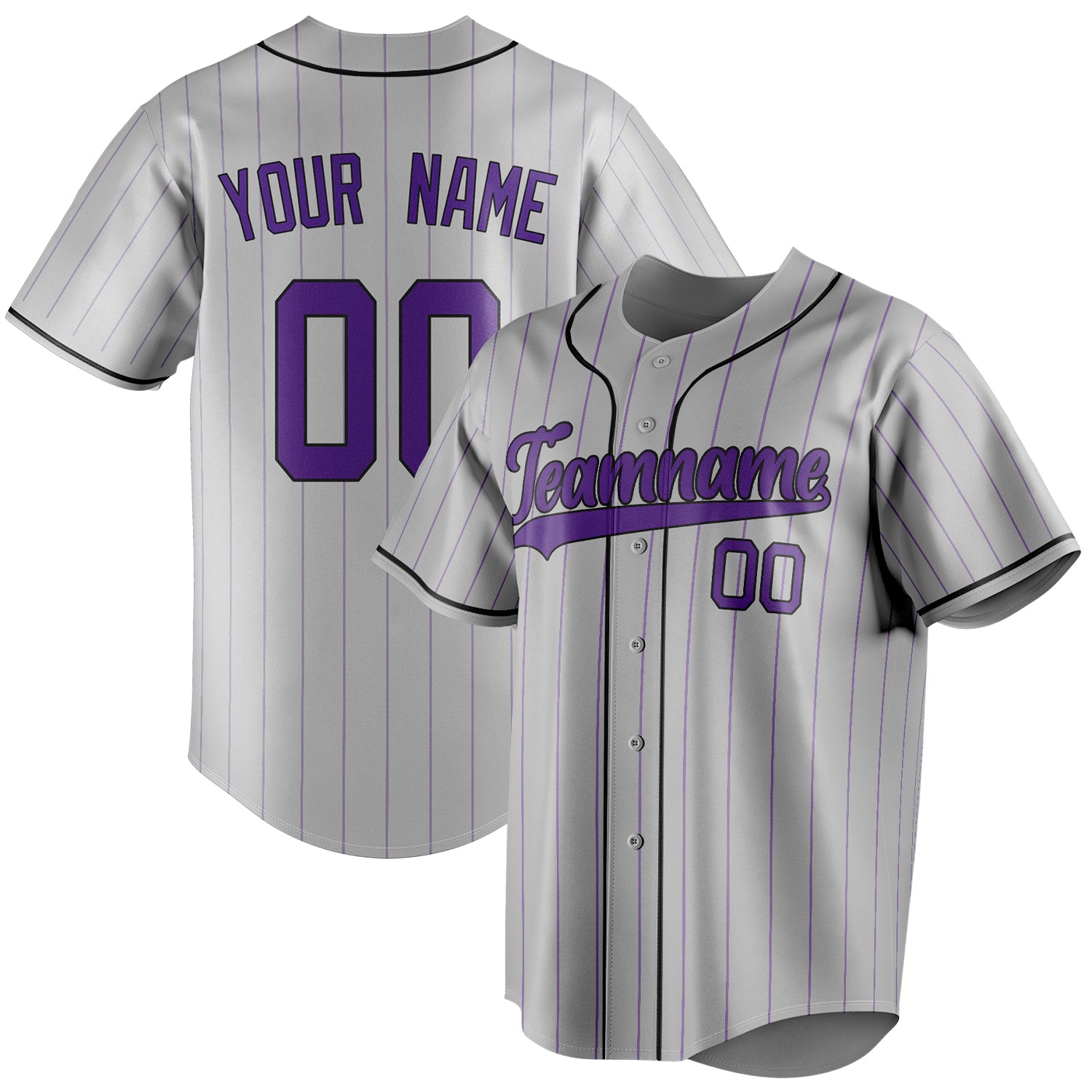 Benutzerdefiniertes Professionelles Grau Lila Baseballtrikot BB01240529JZ148