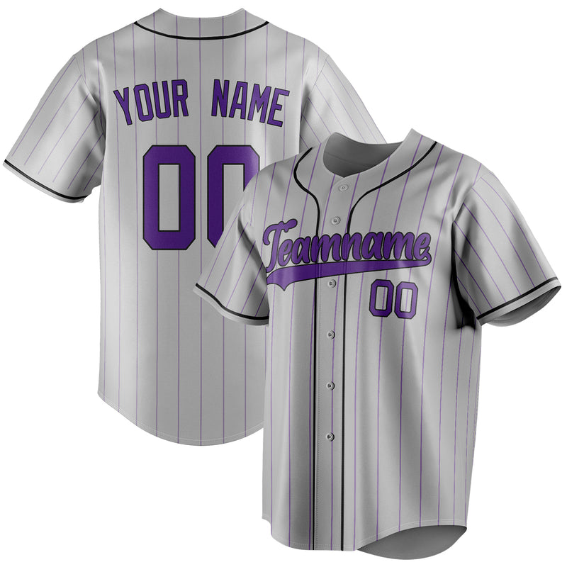 Benutzerdefiniertes Professionelles Grau Lila Baseballtrikot BB01240529JZ148