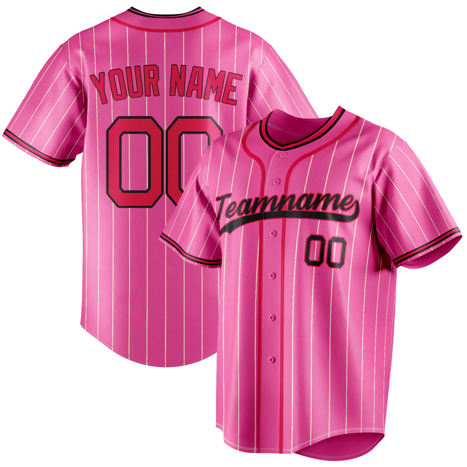 Benutzerdefiniertes Professionelles Rosa Rot Baseballtrikot BB01240529WX406