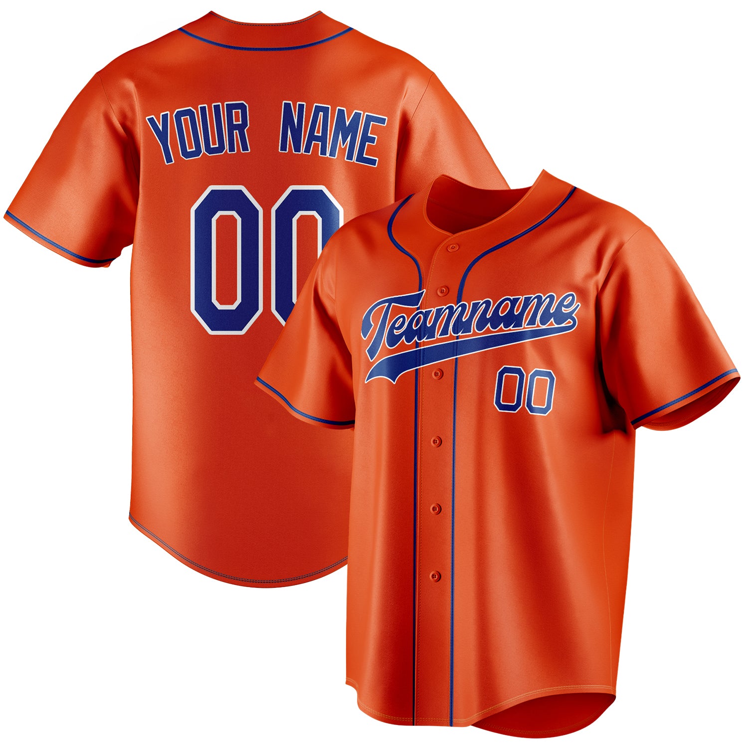 Benutzerdefiniertes Professionelles Orange Königsblau Baseballtrikot BB01240529WY168