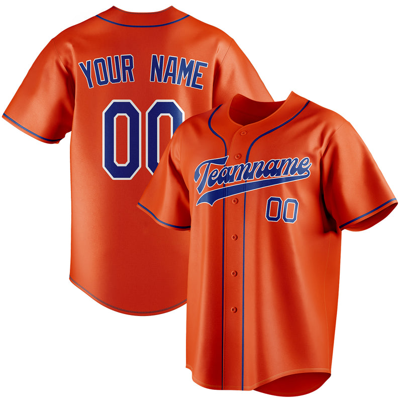 Benutzerdefiniertes Professionelles Orange Königsblau Baseballtrikot BB01240529WY168