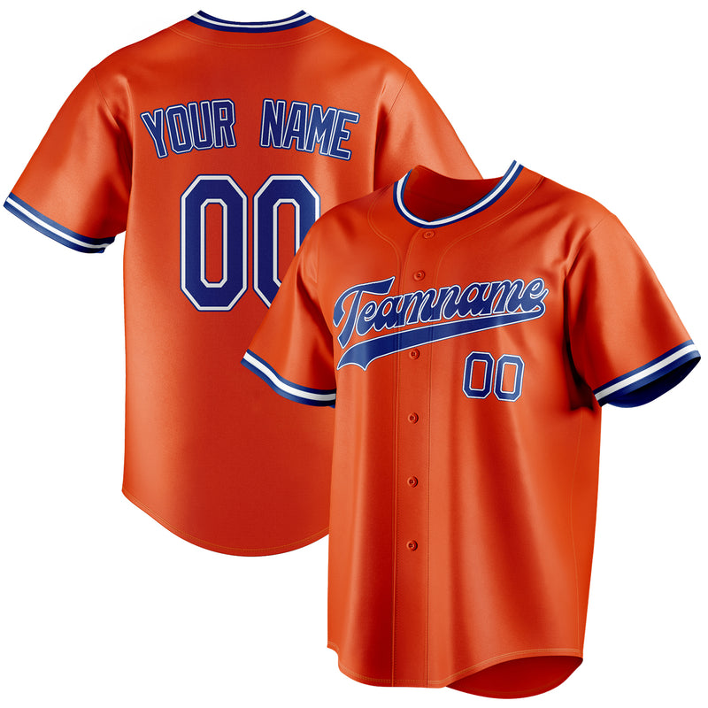 Benutzerdefiniertes Professionelles Orange Königsblau Baseballtrikot BB01240529WY169
