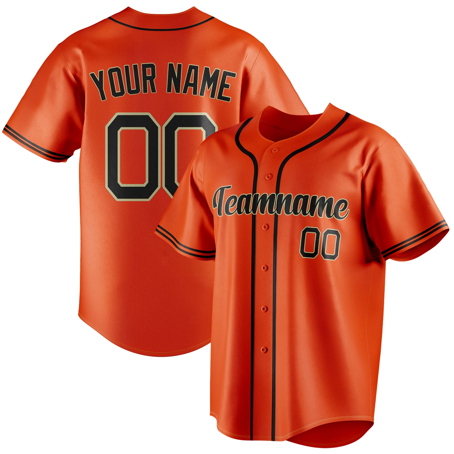 Benutzerdefiniertes Professionelles Orange Schwarz Baseballtrikot BB01240529WY175