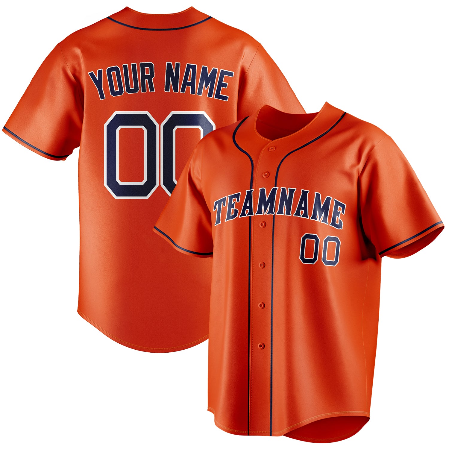 Benutzerdefiniertes Professionelles Orange Marineblau Baseballtrikot BB01240529WY183