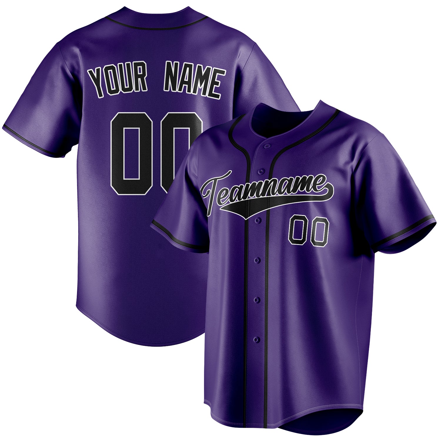 Benutzerdefiniertes Professionelles Lila Schwarz Baseballtrikot BB01240530JZ254