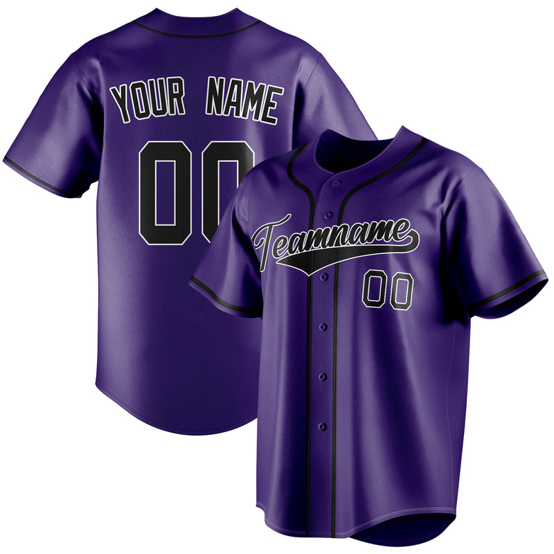 Benutzerdefiniertes Professionelles Lila Schwarz Baseballtrikot BB01240530JZ254