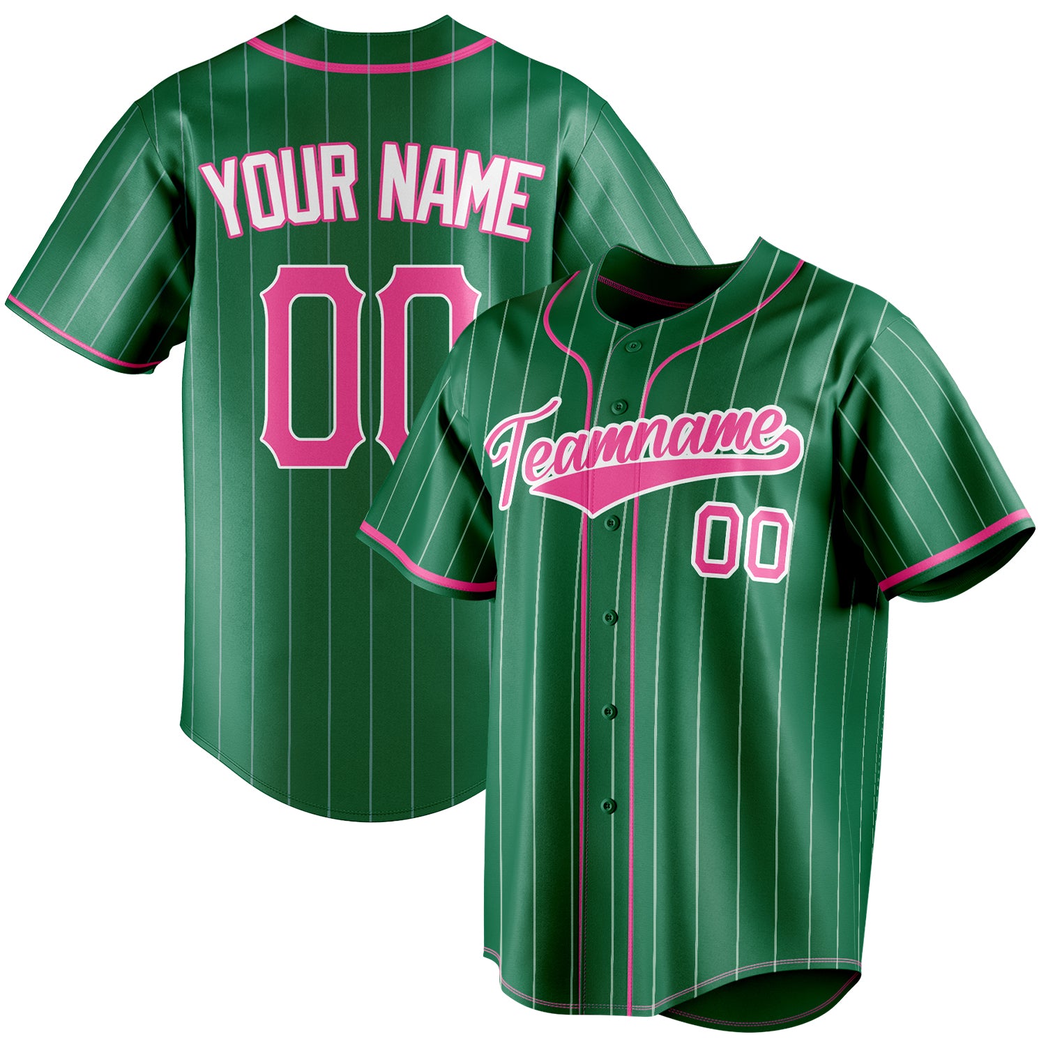 Benutzerdefiniertes Professionelles Kelly Grün Rosa Baseballtrikot BB01240530WX224