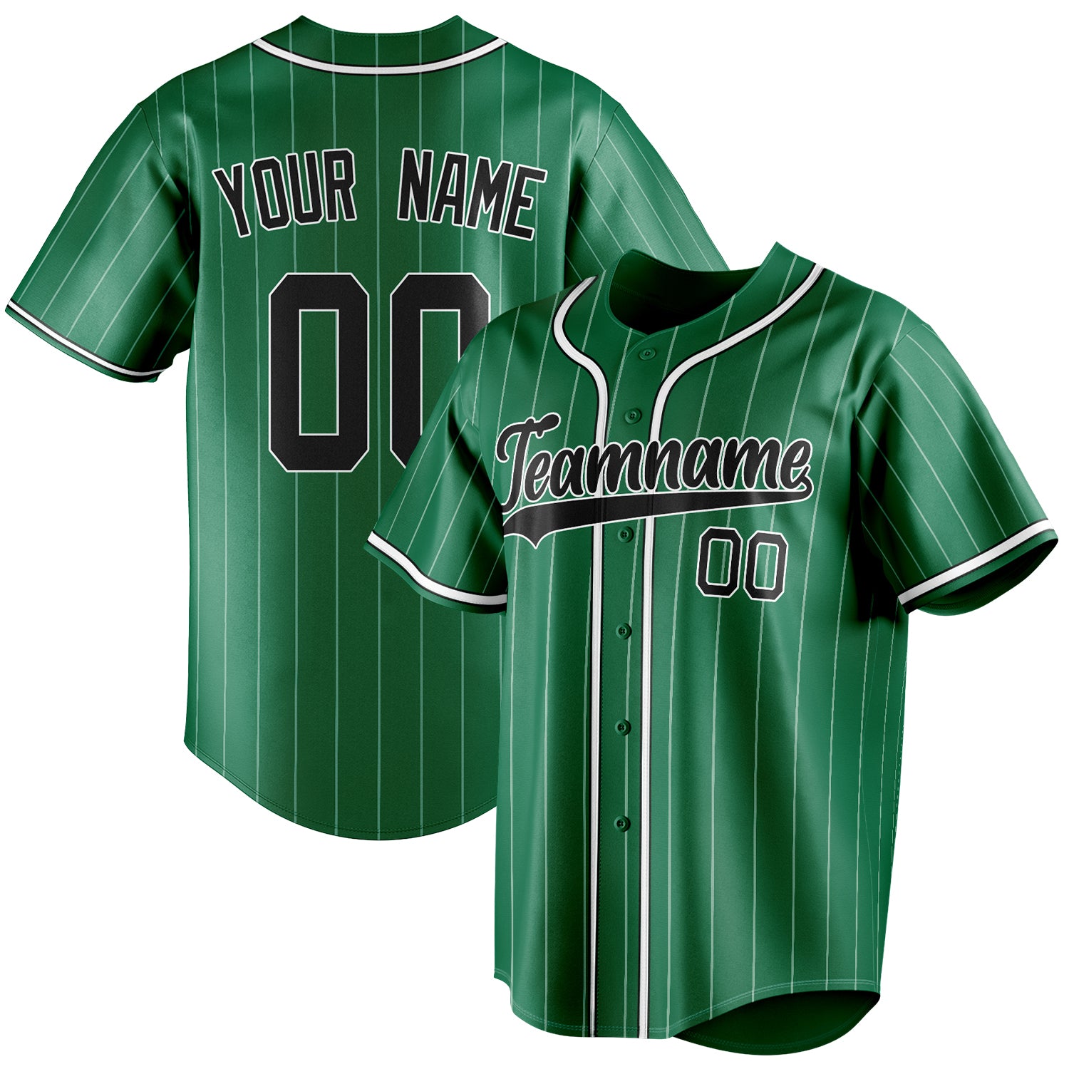 Benutzerdefiniertes Professionelles Kelly Grün Schwarz Baseballtrikot BB01240530WX230