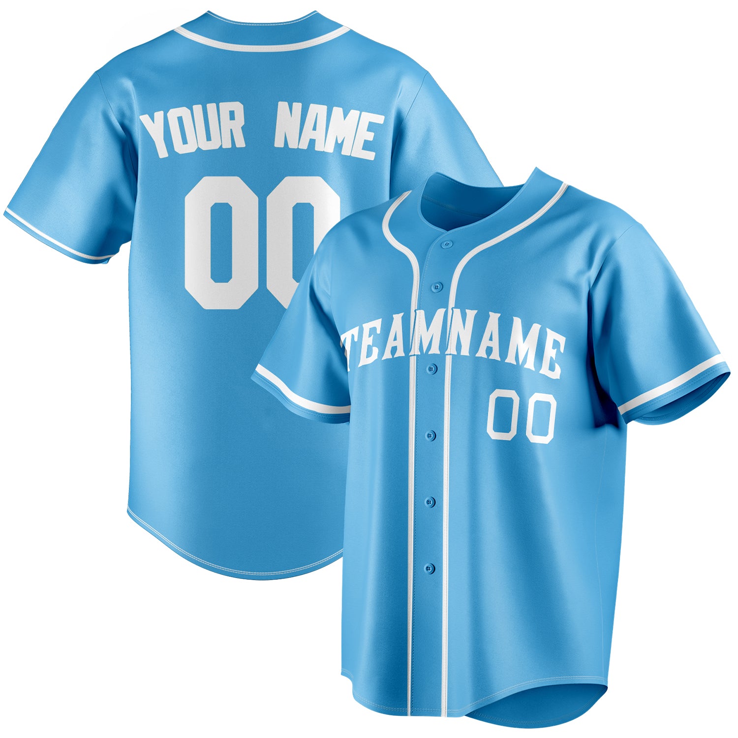 Benutzerdefiniertes Professionelles Himmelblau Weiß Baseballtrikot BB01240530WX311
