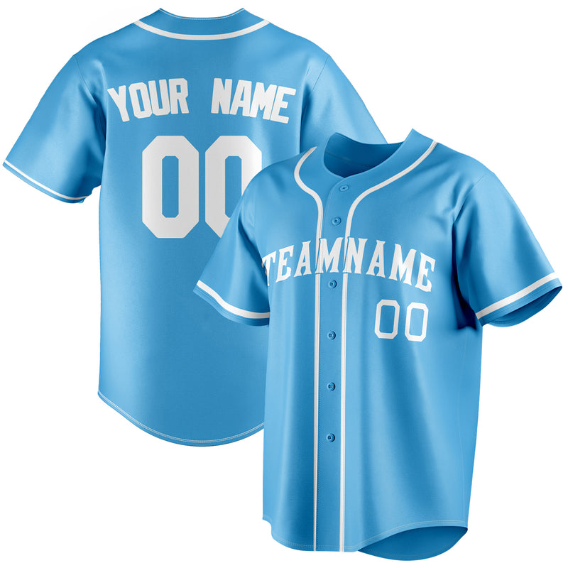 Benutzerdefiniertes Professionelles Himmelblau Weiß Baseballtrikot BB01240530WX311