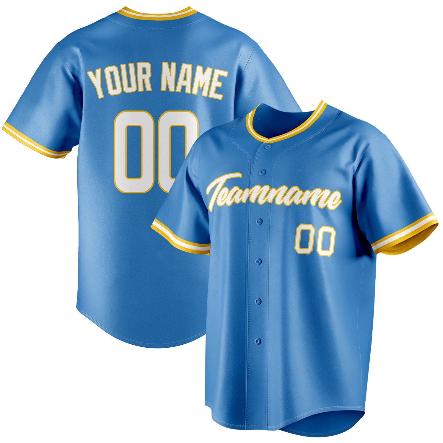Benutzerdefiniertes Professionelles Puderblau Weiß Baseballtrikot BB01240530WY266