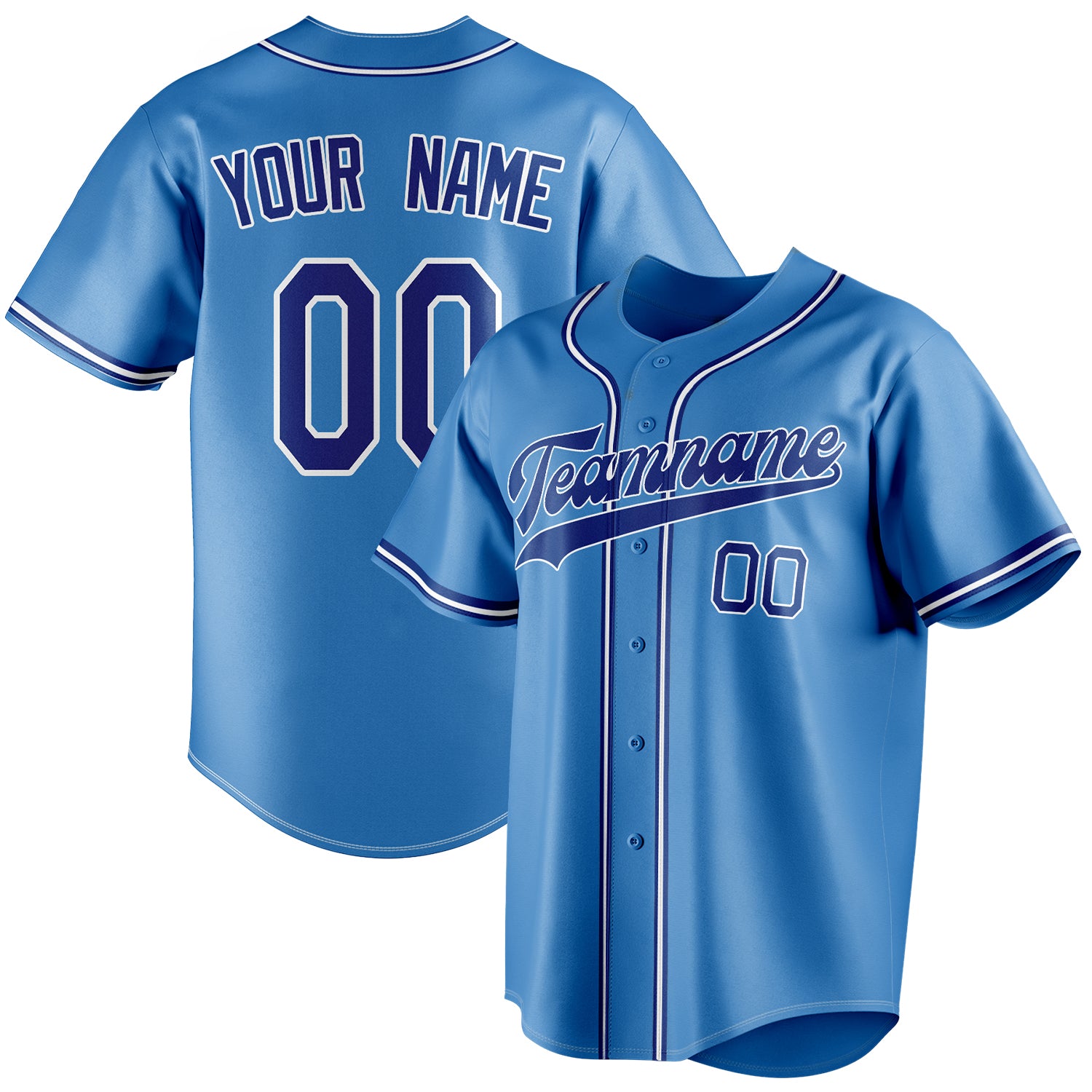 Benutzerdefiniertes Professionelles Puderblau Marineblau Baseballtrikot BB01240530WY270
