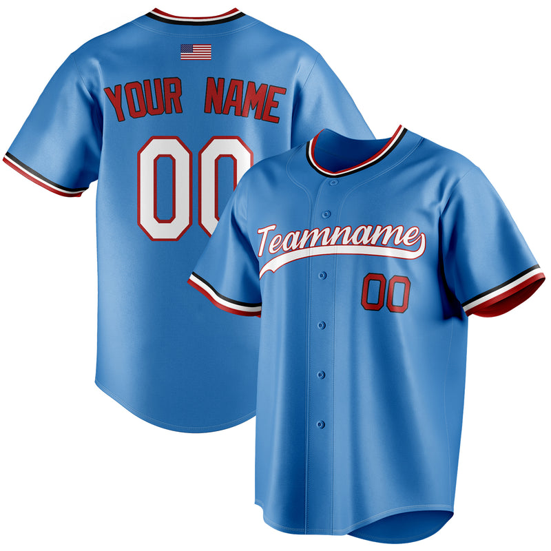 Benutzerdefiniertes Professionelles Puderblau Weiß Baseballtrikot BB01240530WY271