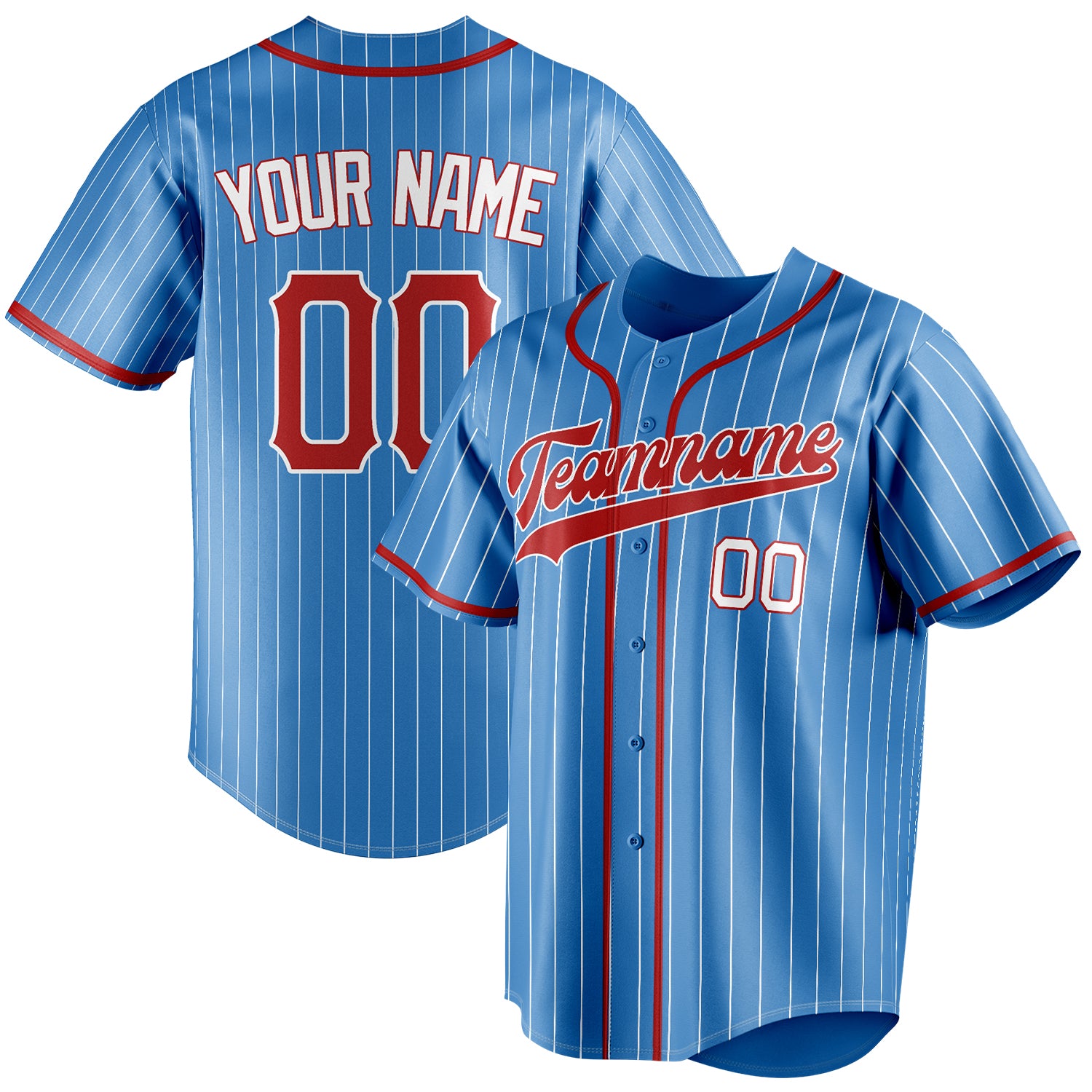 Benutzerdefiniertes Professionelles Puderblau Rot Baseballtrikot BB01240530WY278