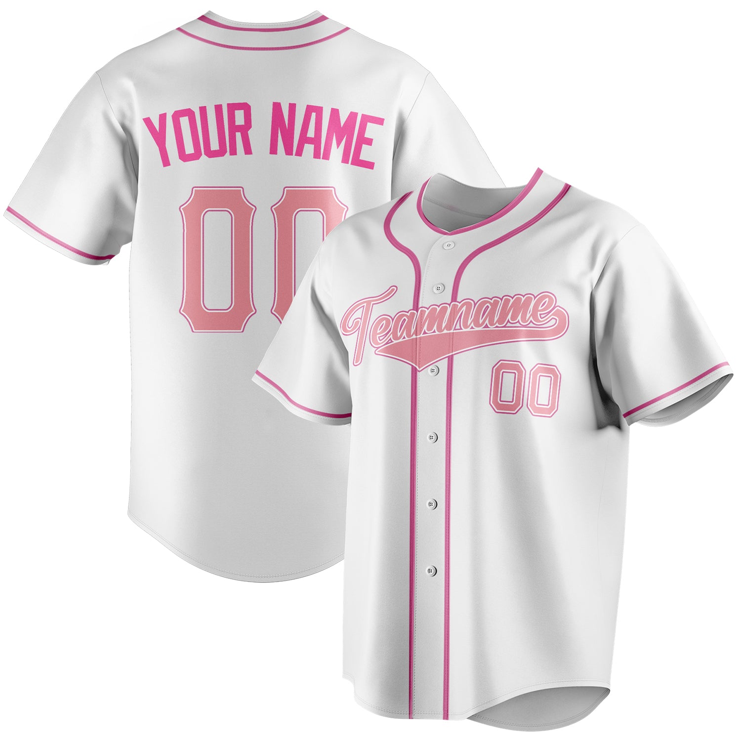 Benutzerdefiniertes Professionelles Weiß Rosa Baseballtrikot BB01240531LH516