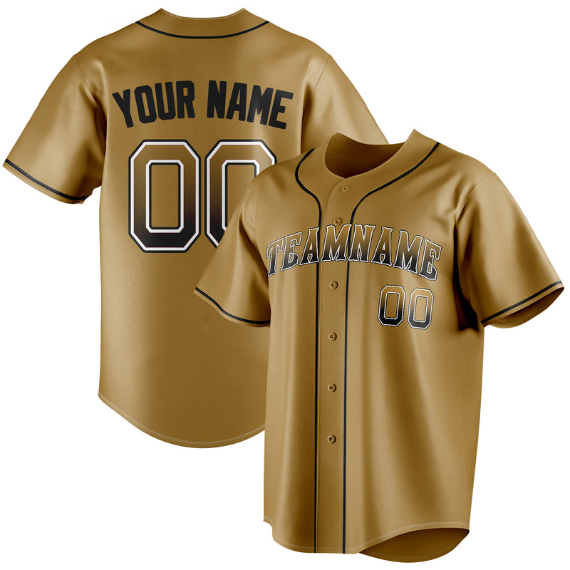 Benutzerdefiniertes Professionelles Altgold Schwarz Baseballtrikot BB01240531WX538