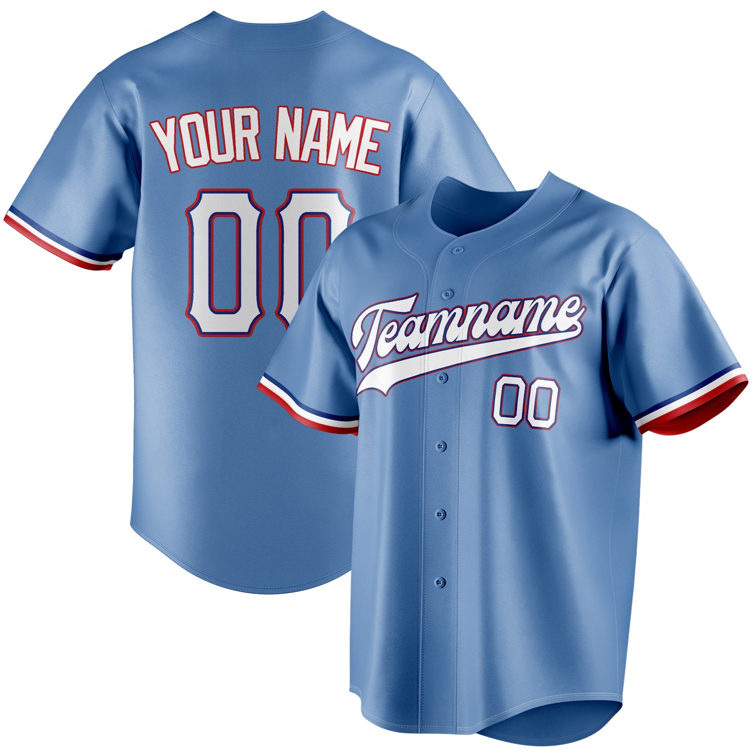 Benutzerdefiniertes Professionelles Hellblau Weiß Baseballtrikot BB01240531WY463
