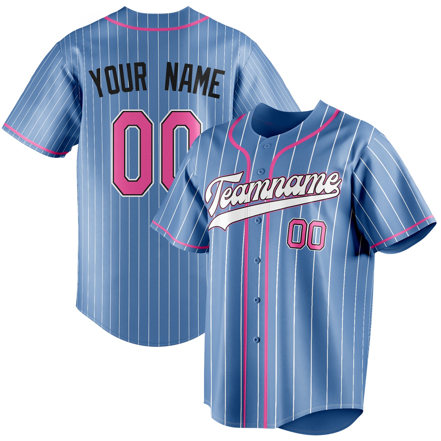 Benutzerdefiniertes Professionelles Hellblau Rosa Baseballtrikot BB01240531WY475