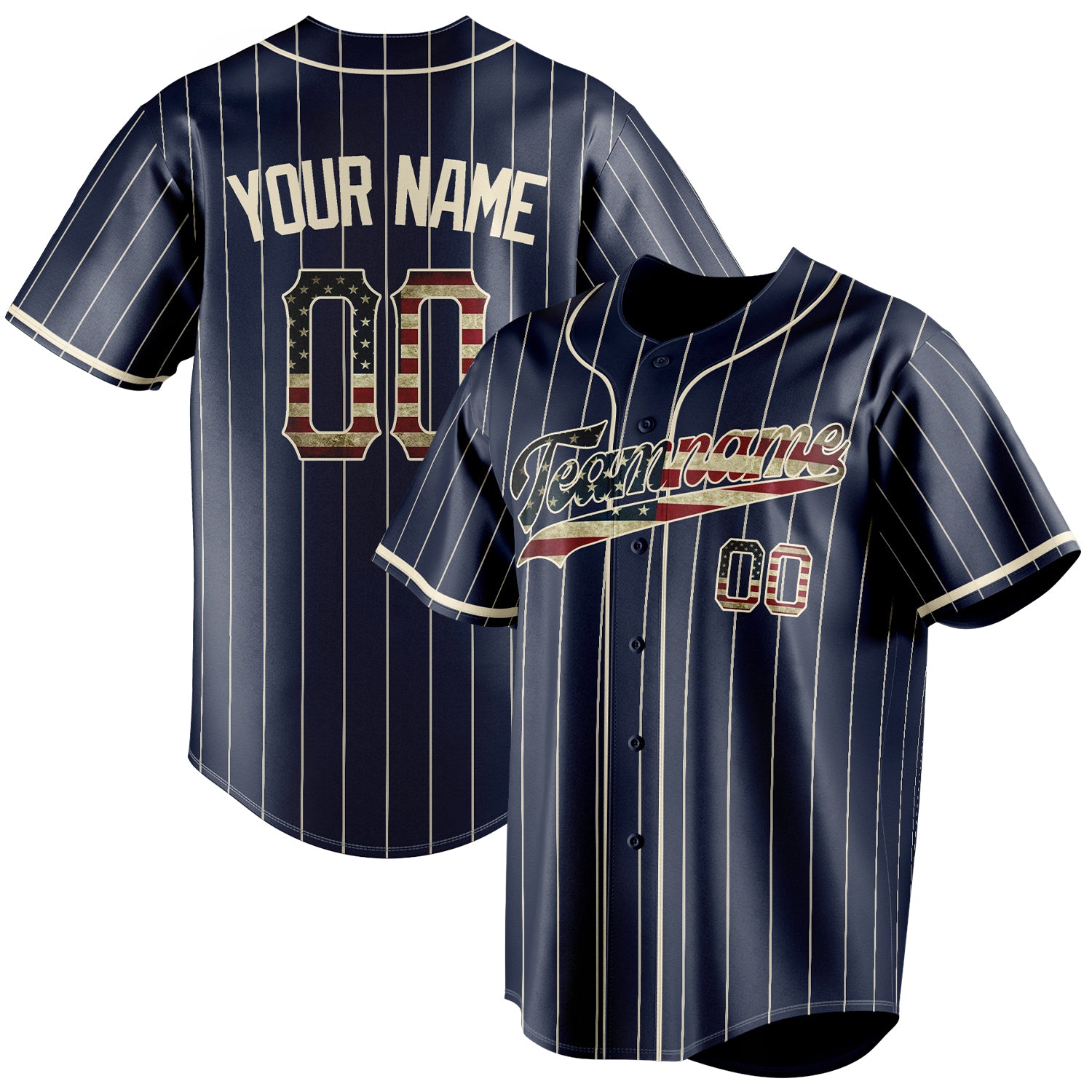 Benutzerdefiniertes Professionelles Marineblau Creme Baseballtrikot BB01240531WY480