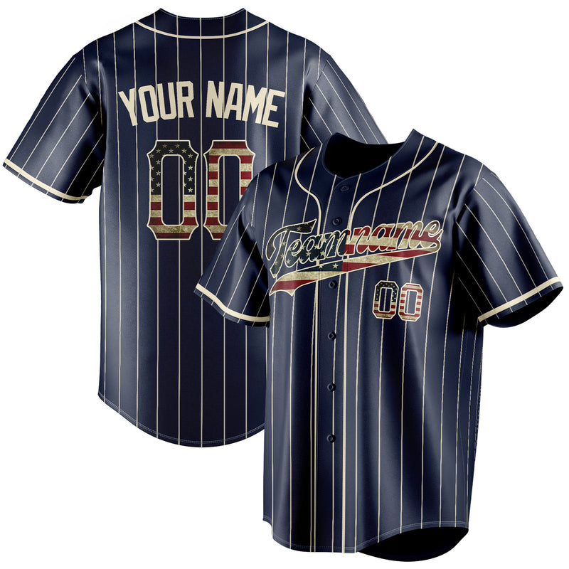 Benutzerdefiniertes Professionelles Marineblau Creme Baseballtrikot BB01240531WY480