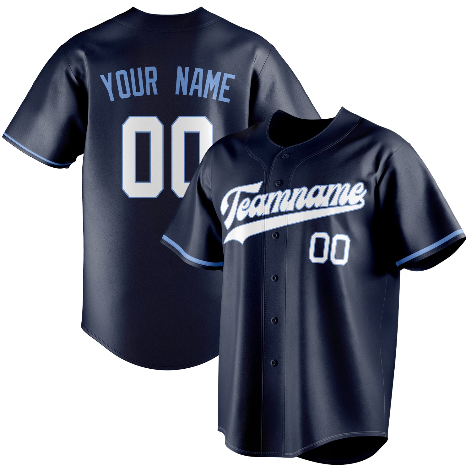 Benutzerdefiniertes Professionelles Marineblau Weiß Baseballtrikot BB01240531WY481