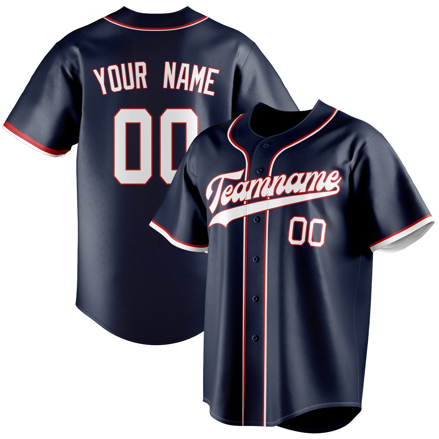 Benutzerdefiniertes Professionelles Marineblau Weiß Baseballtrikot BB01240531WY484