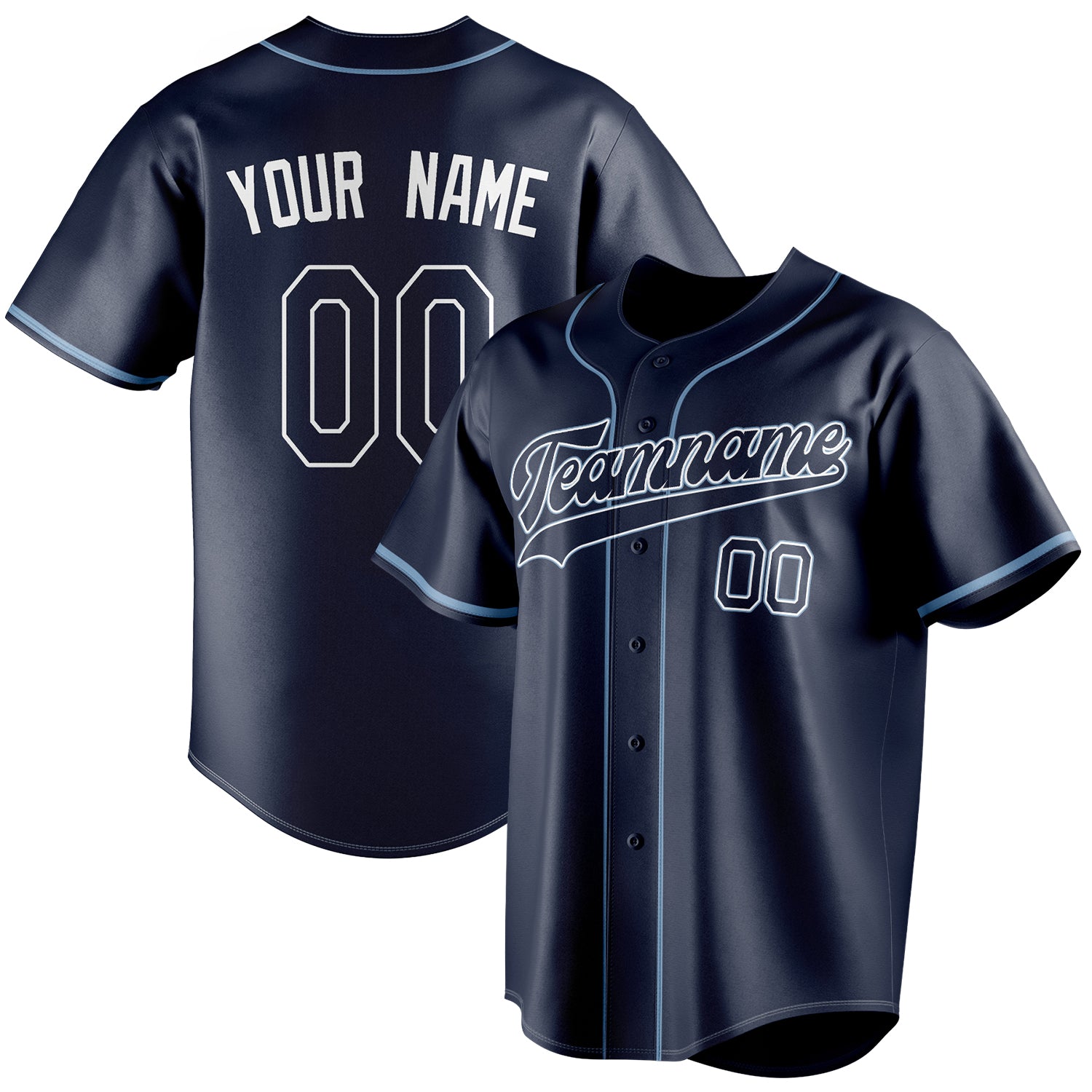 Benutzerdefiniertes Professionelles Marineblau Puderblau Baseballtrikot BB01240531WY493
