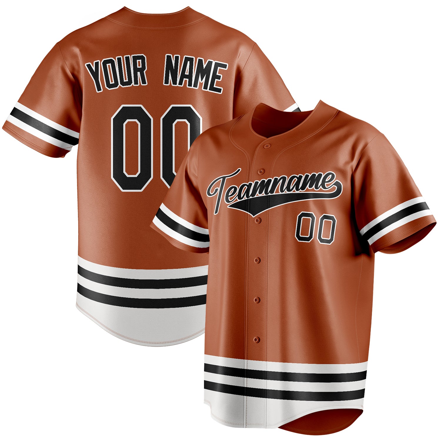 Benutzerdefiniertes Professionelles Texas Orange Schwarz Baseballtrikot BB01240531WY541