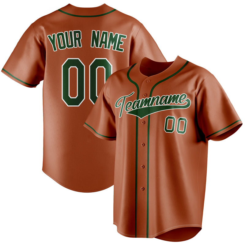 Benutzerdefiniertes Professionelles Texas Orange Grün Baseballtrikot BB01240531WY543