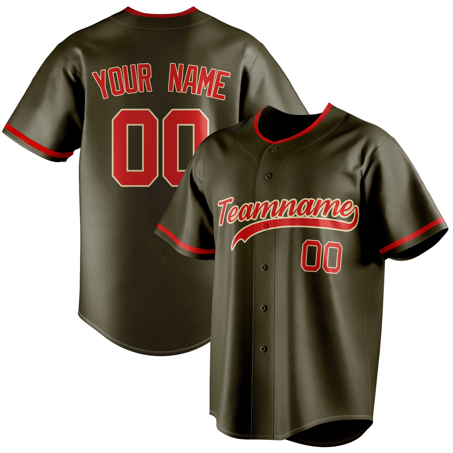 Benutzerdefiniertes Professionelles Oliv Rot Baseballtrikot BB01240531YX380