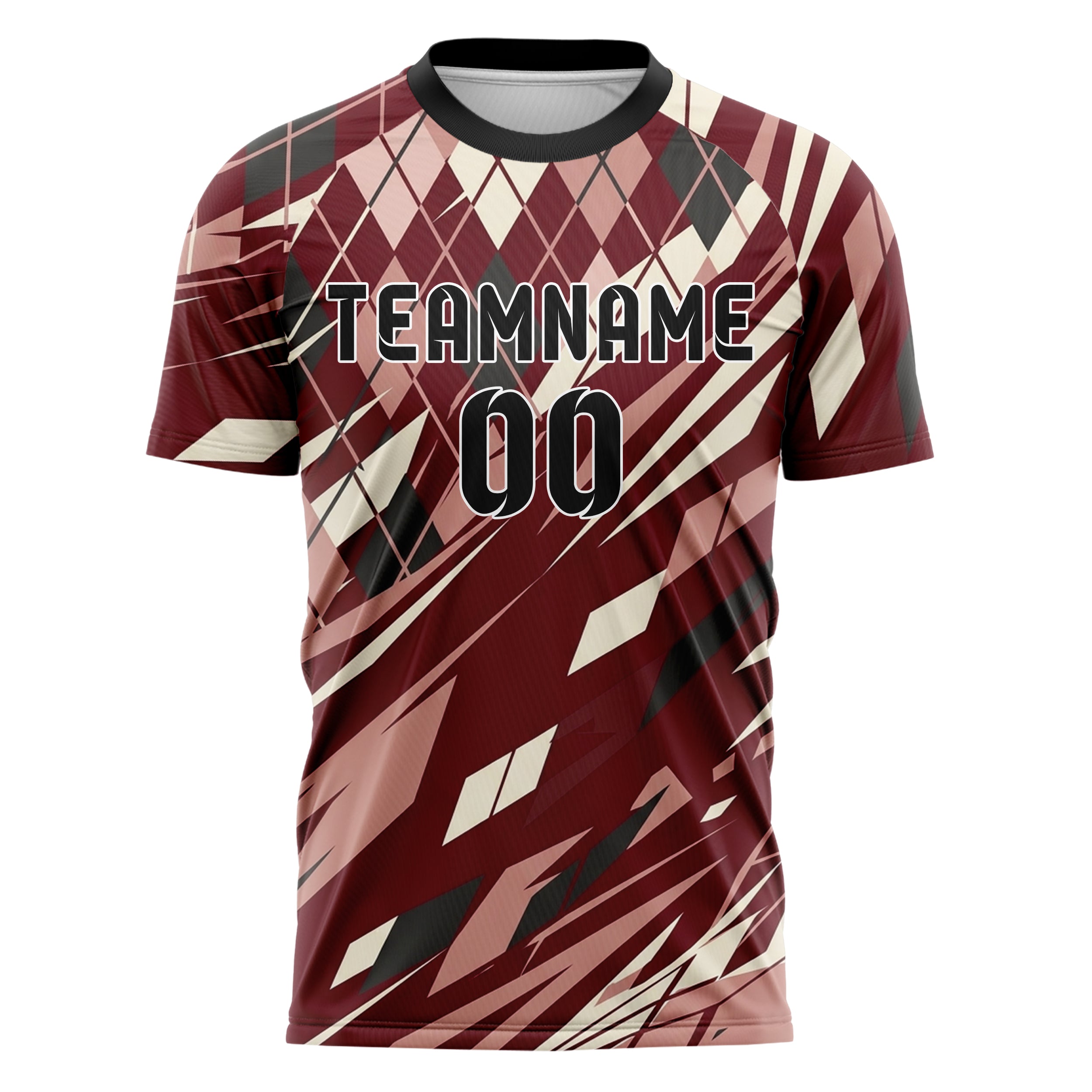 Ochsenblutrot Rosé Creme Anthrazit Varsity Argyle Bruch individuelles Fußballtrikot