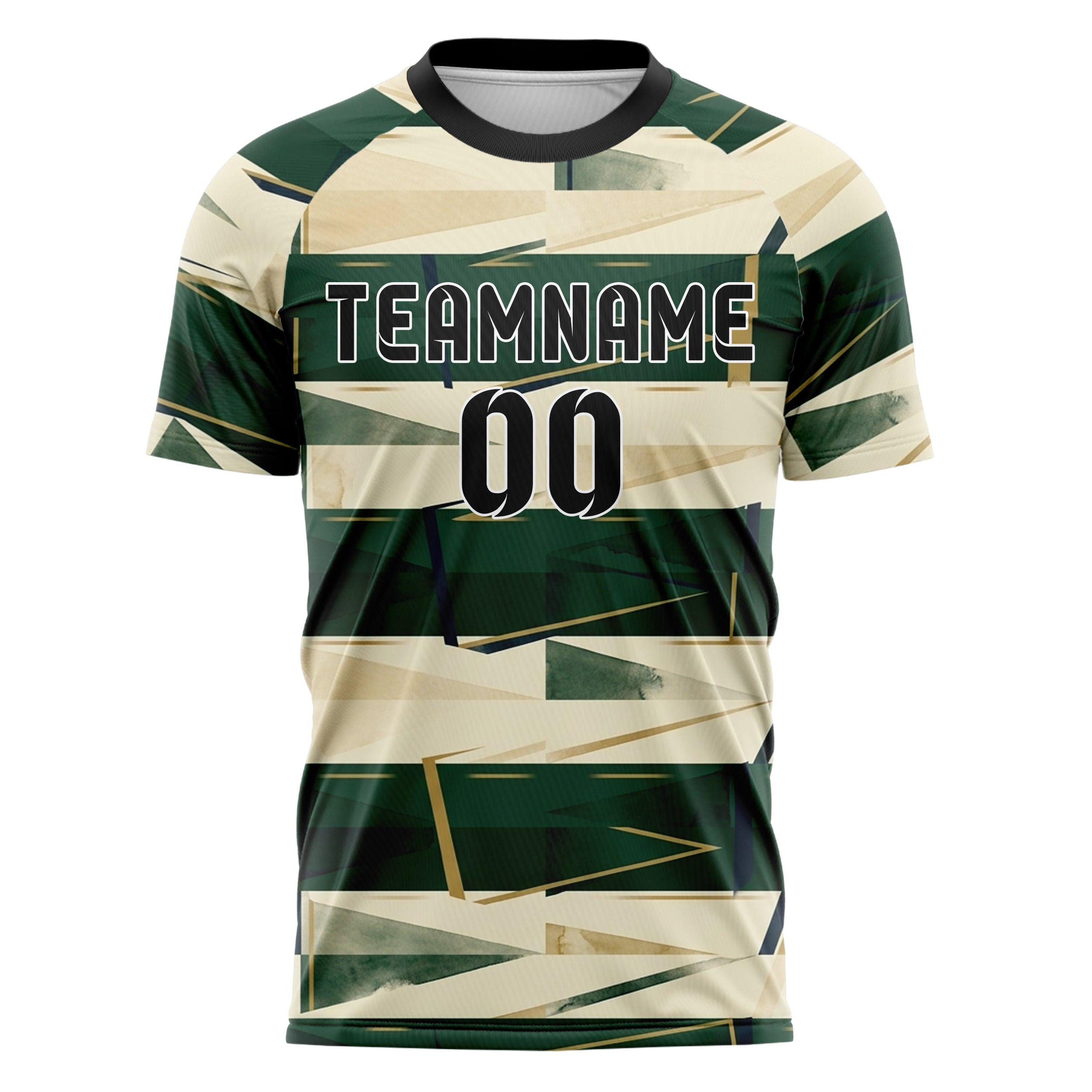 Jägergrün Creme Marineblau Altgold Trophäenraum Wimpel Splitter individuelles Fußballtrikot