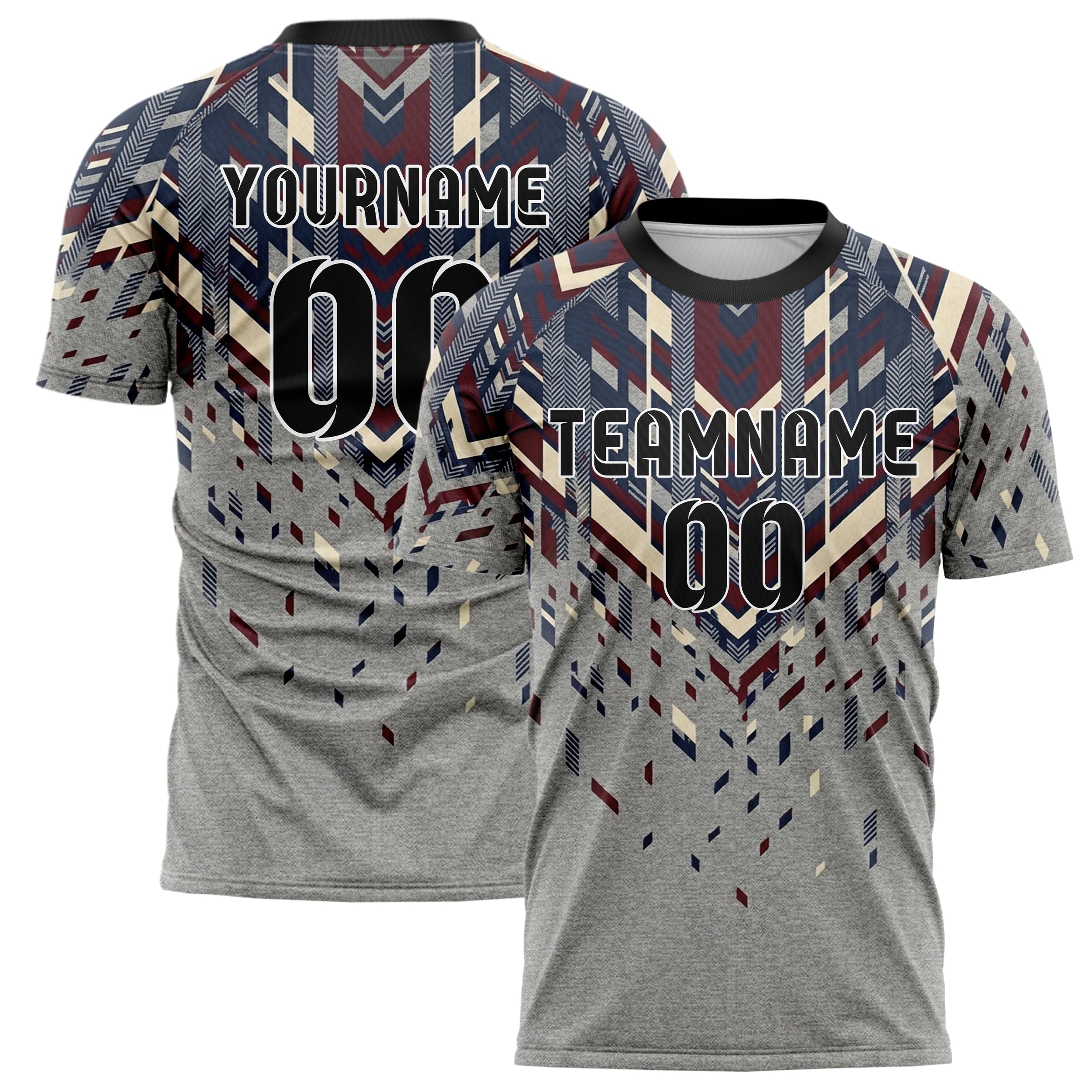 Meliertes Grau Marineblau Kastanienbraun Creme College Streifen Heritage individuelles Fußballtrikot