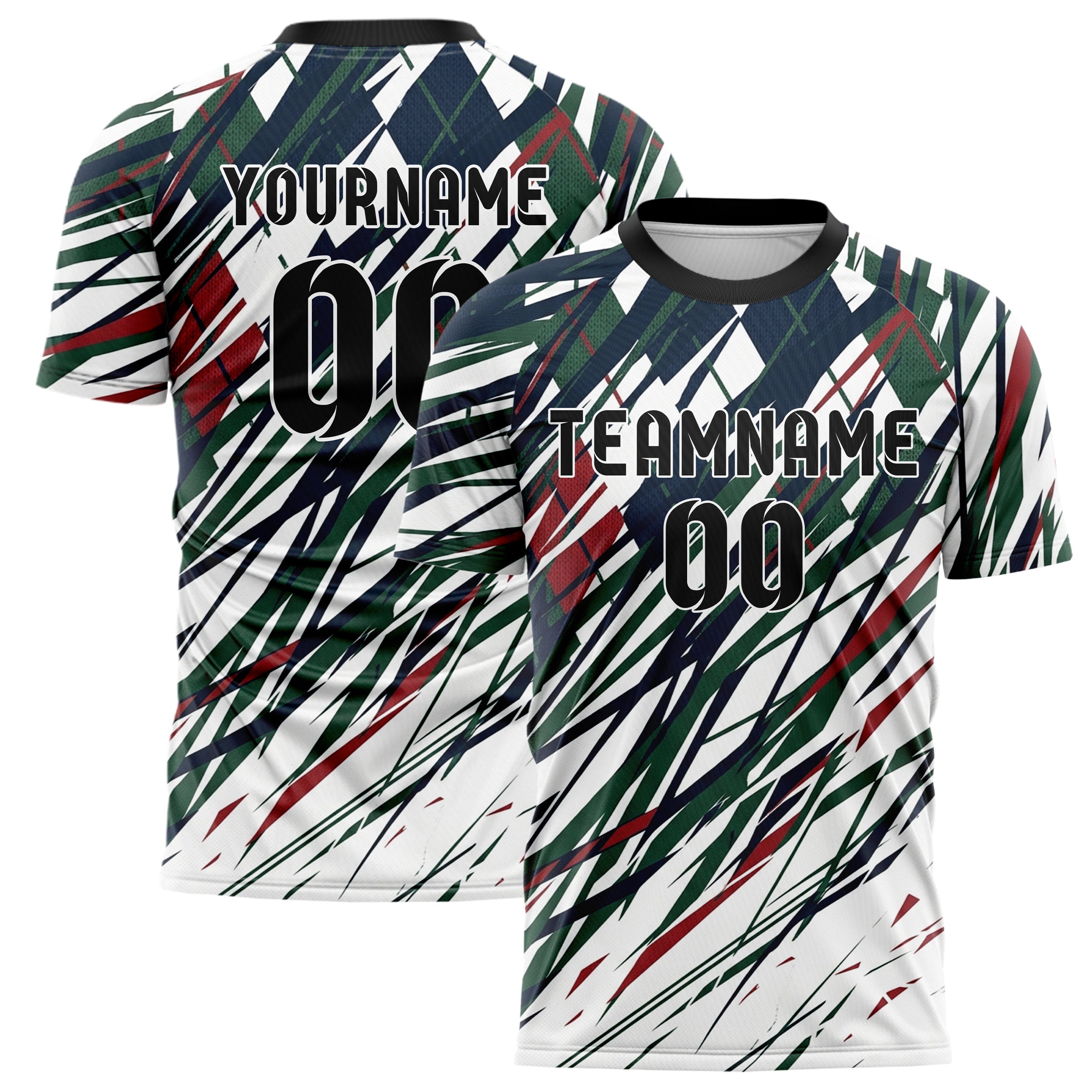 Weiß Marineblau Jägergrün Rot Varsity Argyle Bruch individuelles Fußballtrikot