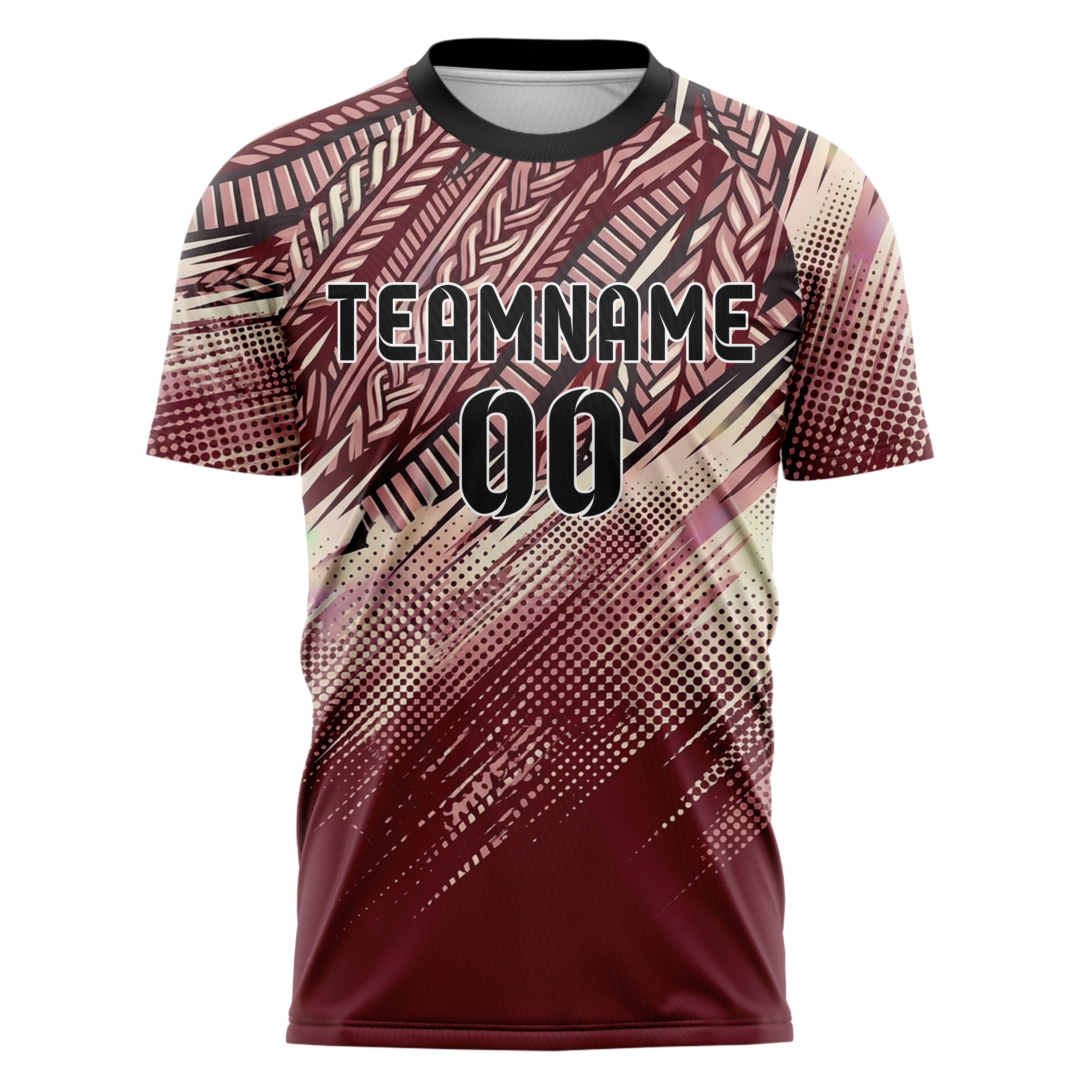 Ochsenblutrot Rosé Creme Anthrazit Zopfmuster Athletik Rhythmus individuelles Fußballtrikot