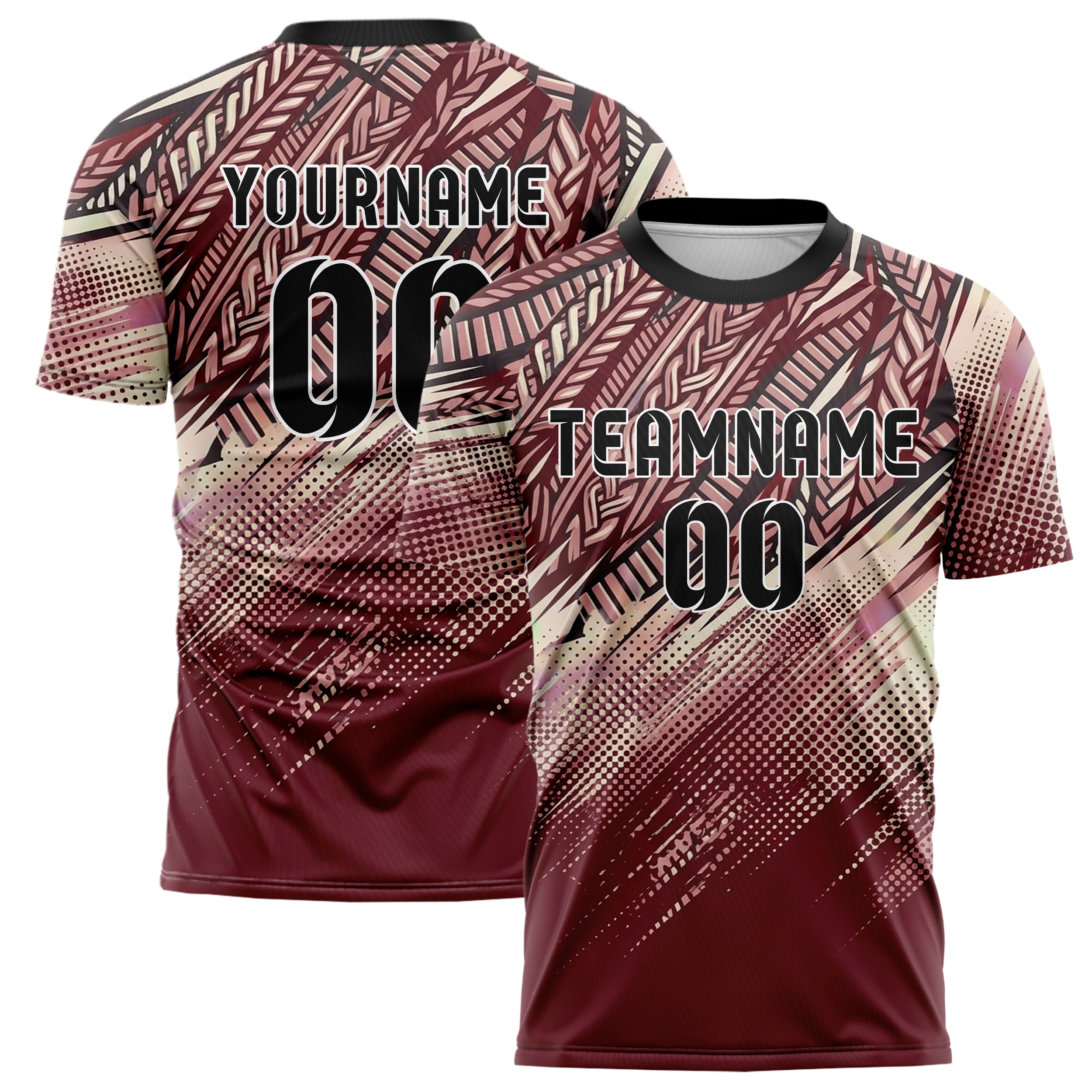 Ochsenblutrot Rosé Creme Anthrazit Zopfmuster Athletik Rhythmus individuelles Fußballtrikot