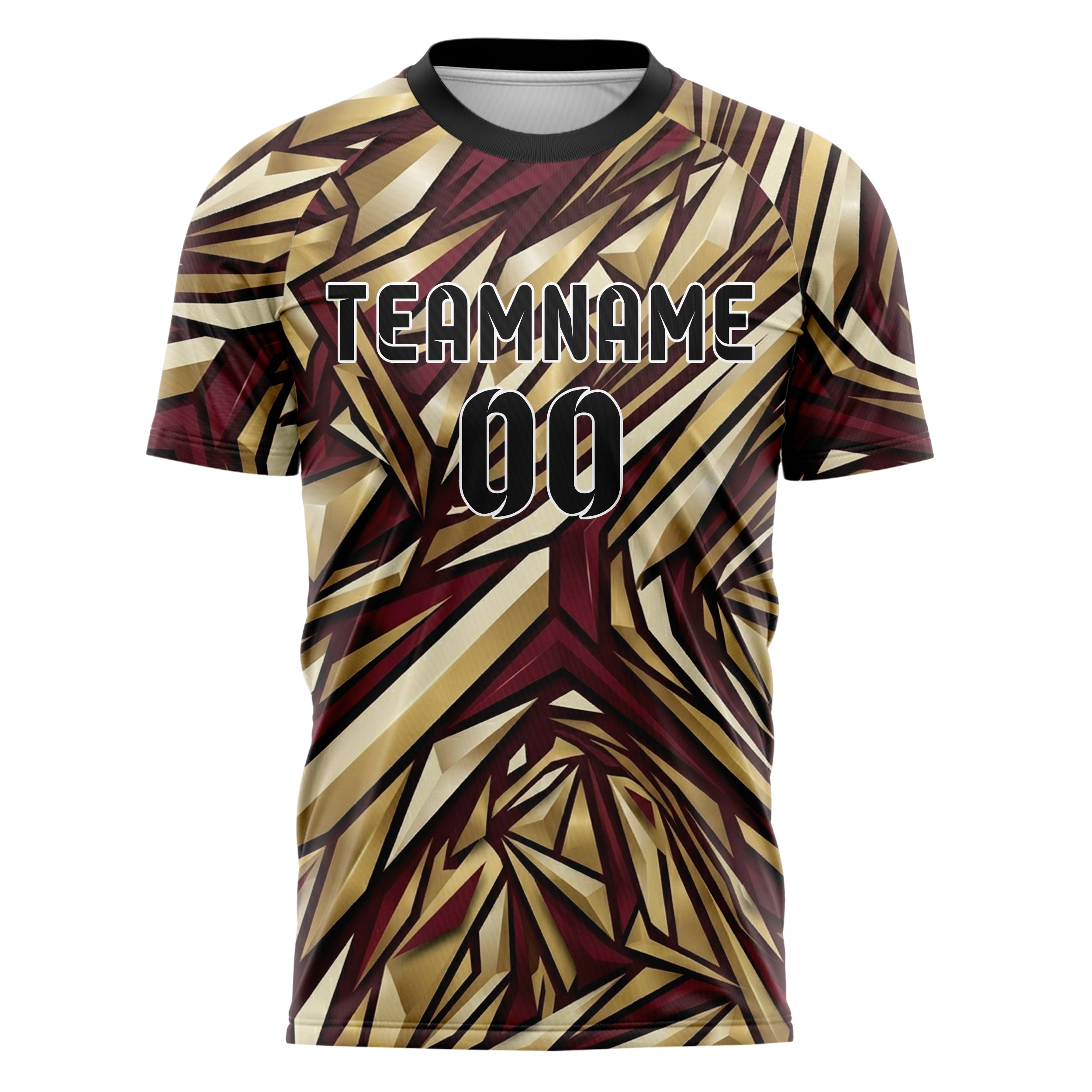 Schwarz Gold Creme Bordeauxrot Campus Banner Geometrie individuelles Fußballtrikot