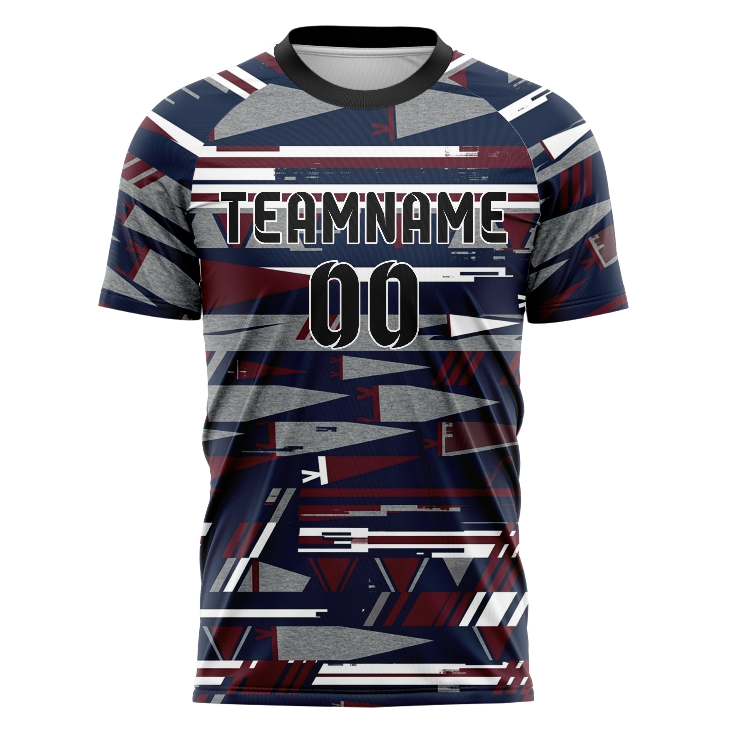 Marineblau Weiß Kastanienbraun Grau Trophäenraum Wimpel Splitter individuelles Fußballtrikot