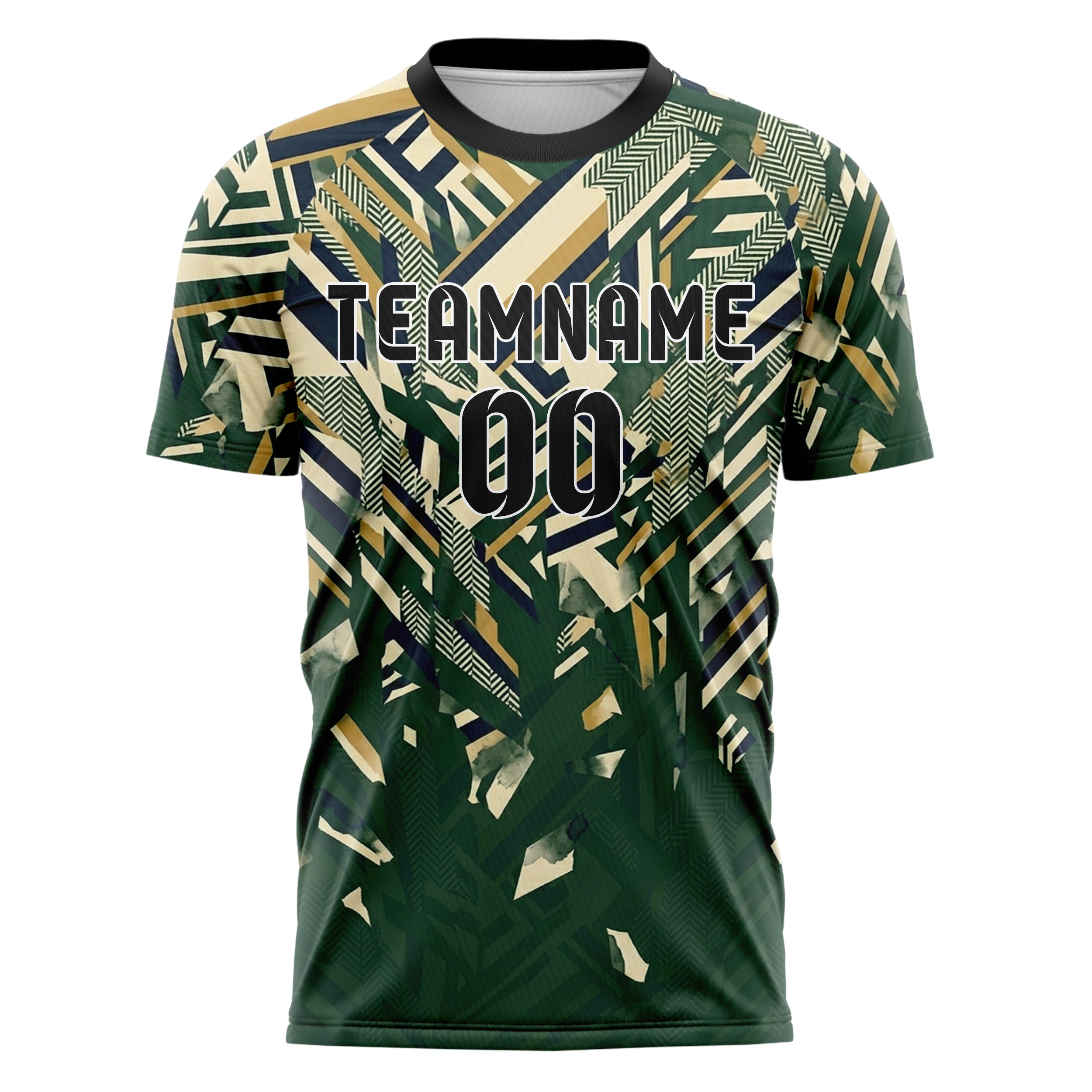 Jägergrün Creme Marineblau Altgold College Streifen Heritage individuelles Fußballtrikot