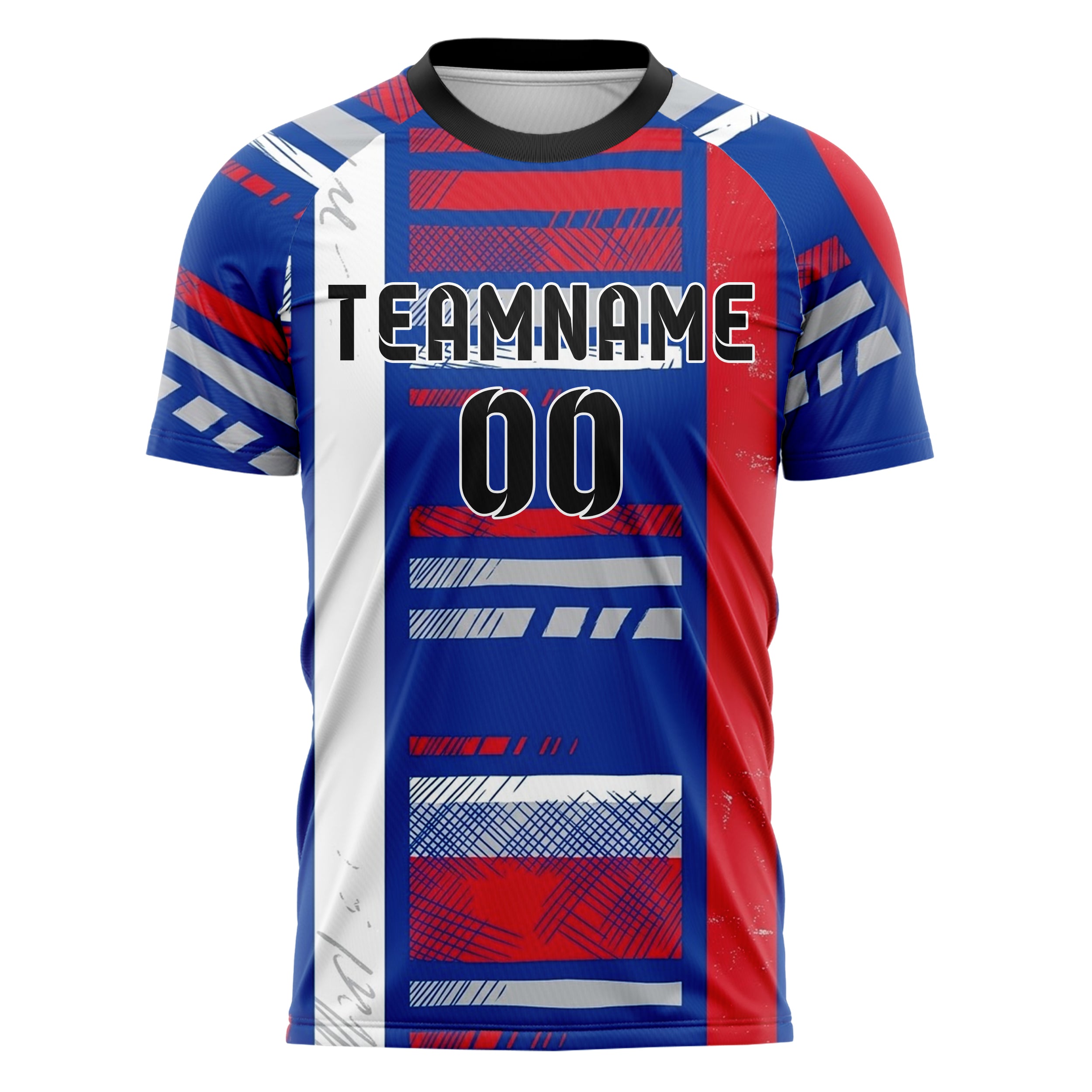 Royalblau Weiß Rot Silber Rugby Band Architektur individuelles Fußballtrikot