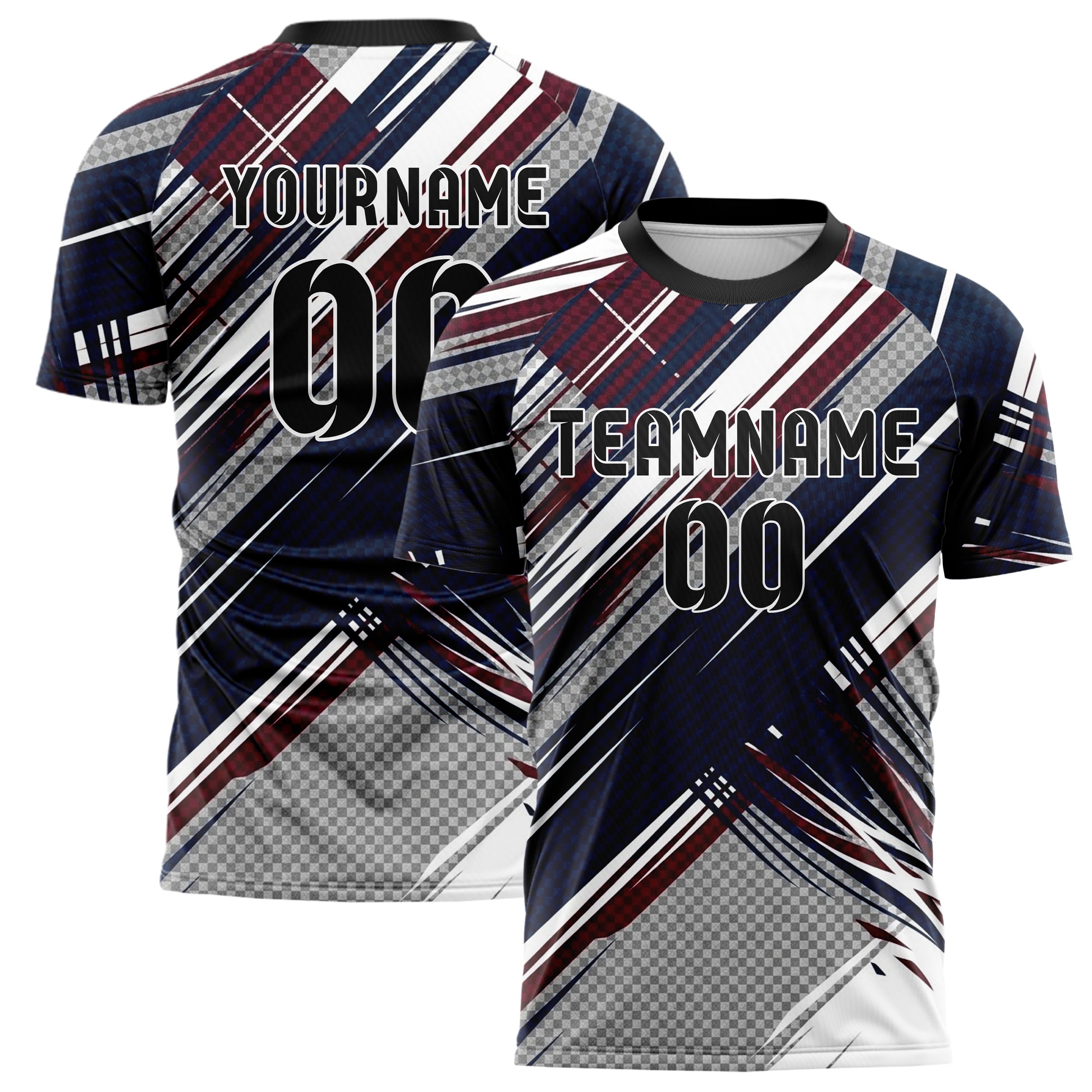 Marineblau Weiß Kastanienbraun Grau Varsity Argyle Bruch individuelles Fußballtrikot