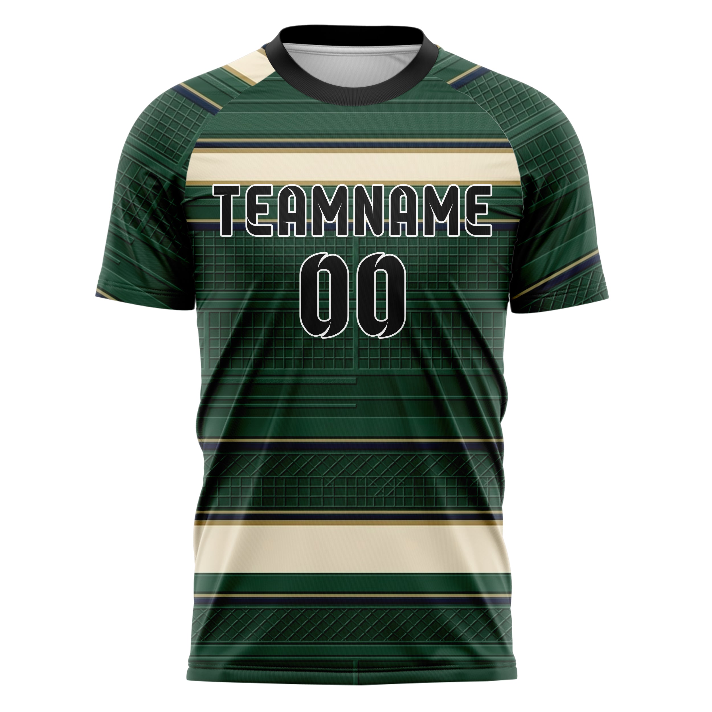 Jägergrün Creme Marineblau Altgold Tennis Club Raster Ordnung individuelles Fußballtrikot