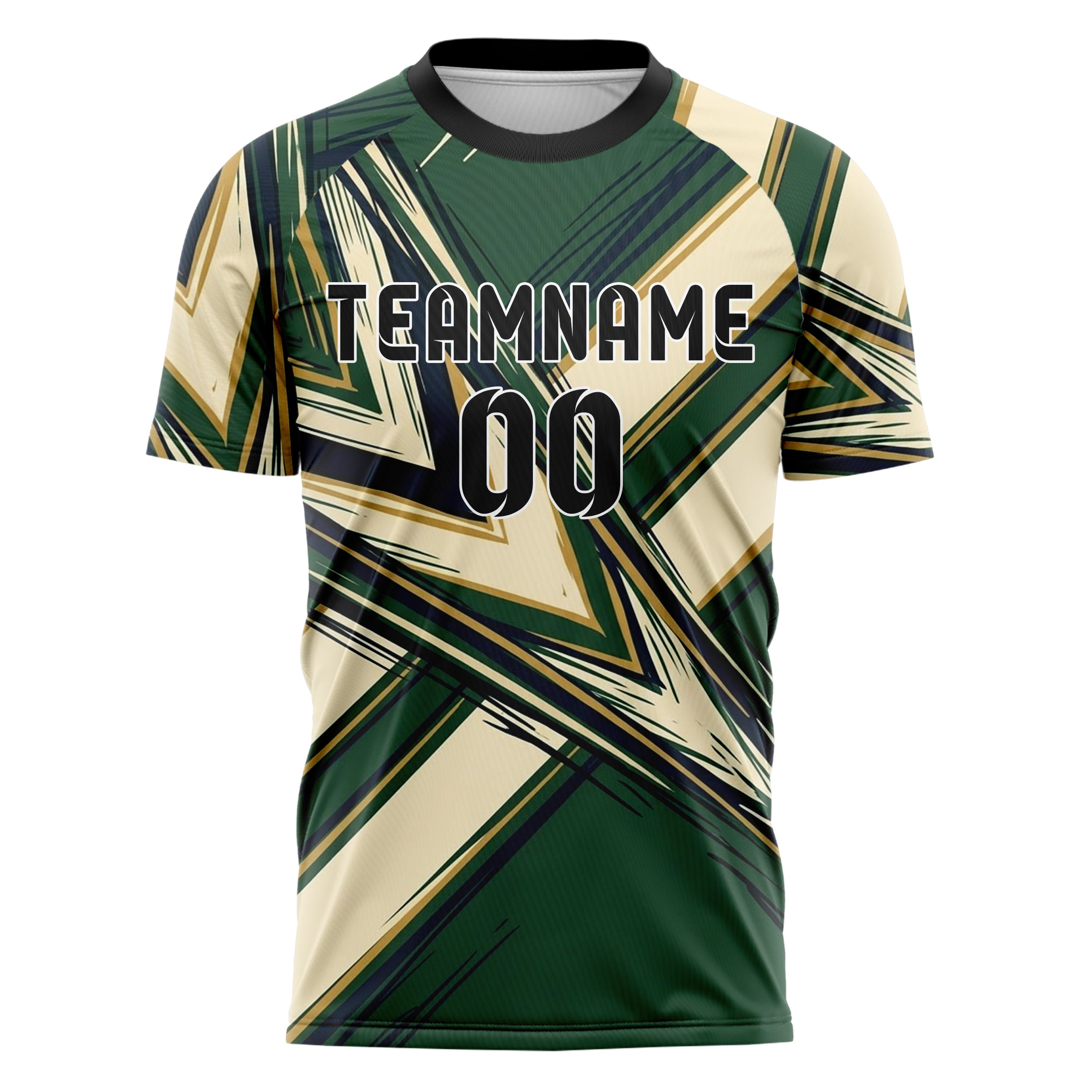 Jägergrün Creme Marineblau Altgold Campus Banner Geometrie individuelles Fußballtrikot