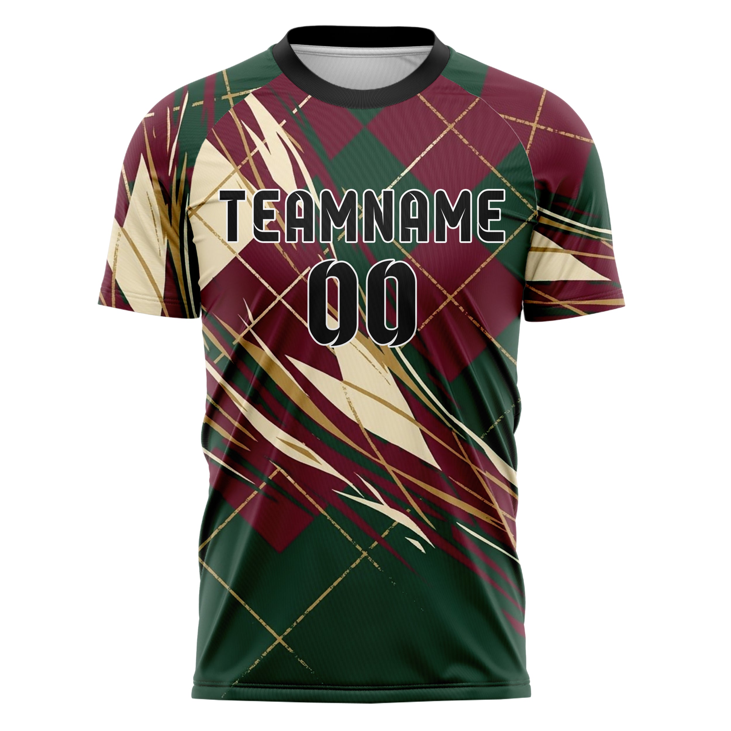 Waldgrün Bordeauxrot Creme Gold Varsity Argyle Bruch individuelles Fußballtrikot