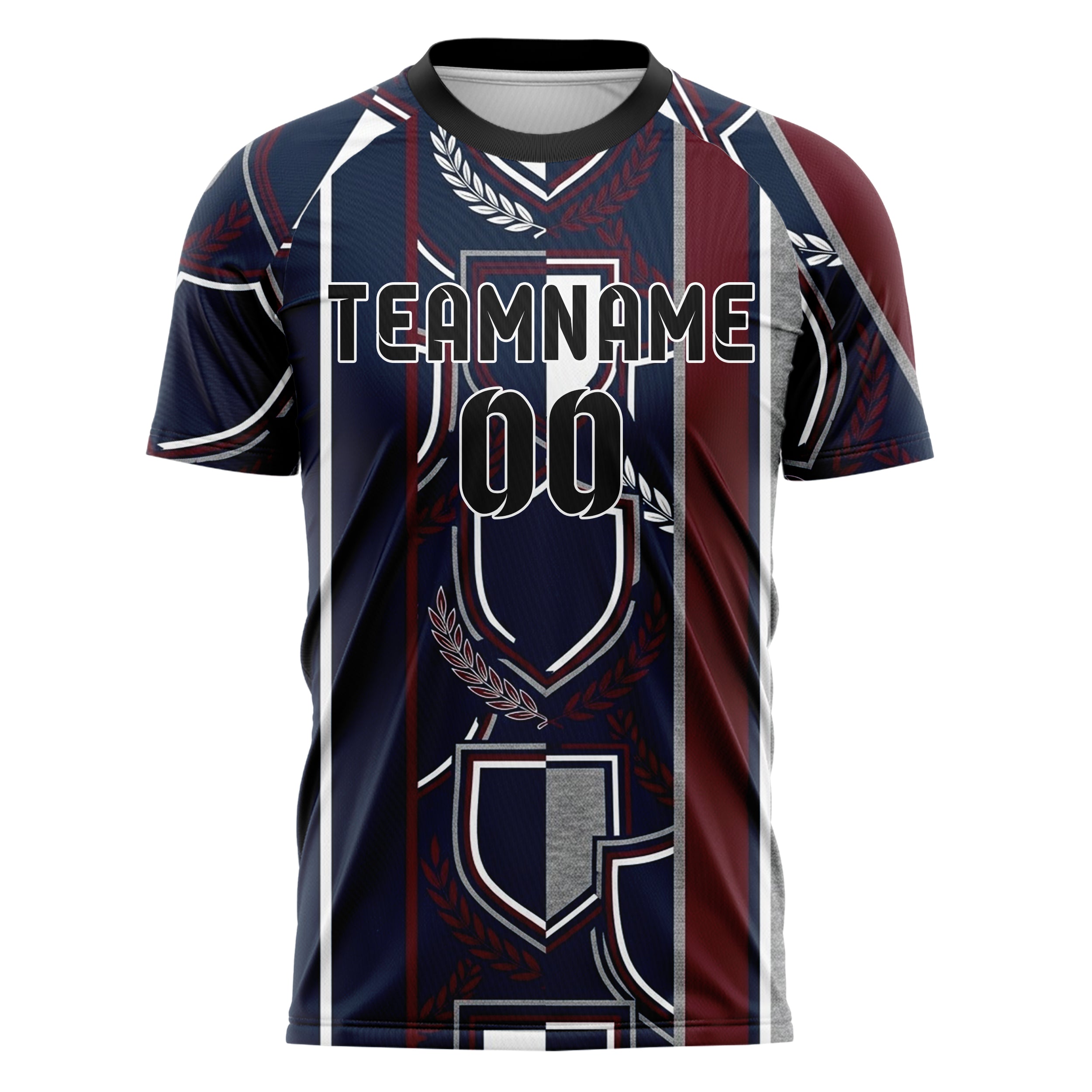 Marineblau Weiß Kastanienbraun Grau Wappen Fragment Gitter individuelles Fußballtrikot