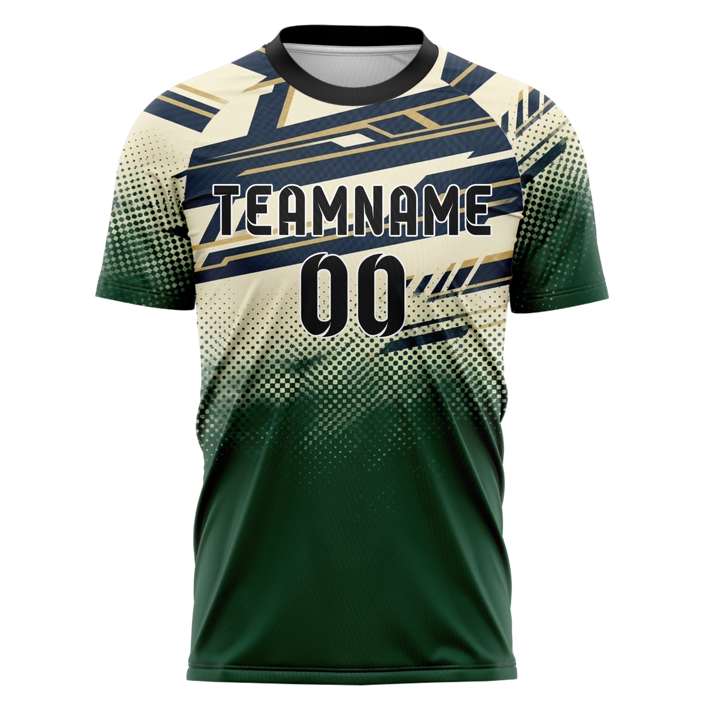 Jägergrün Creme Marineblau Altgold Rudern Blazer Linien individuelles Fußballtrikot
