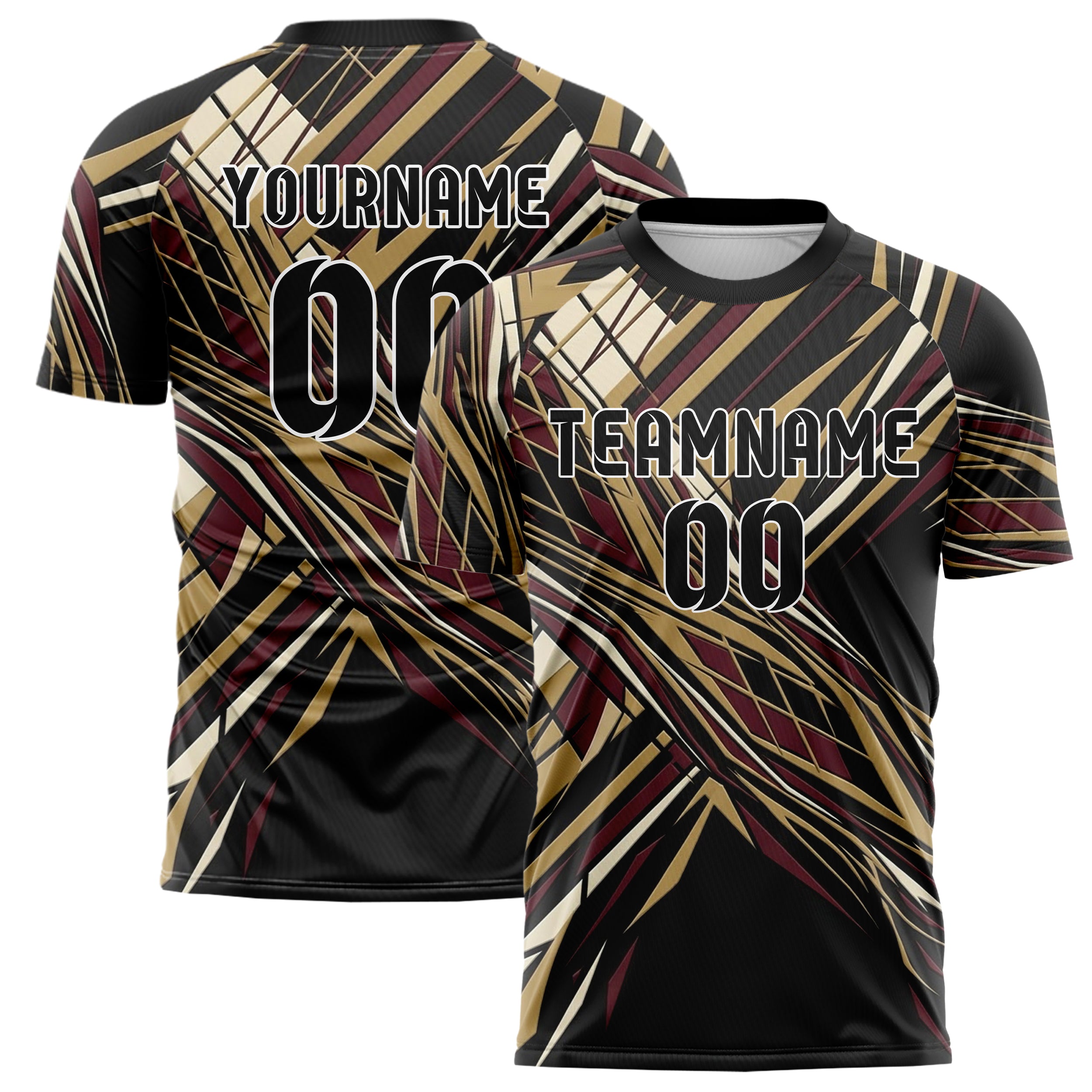 Schwarz Gold Creme Bordeauxrot Varsity Argyle Bruch individuelles Fußballtrikot