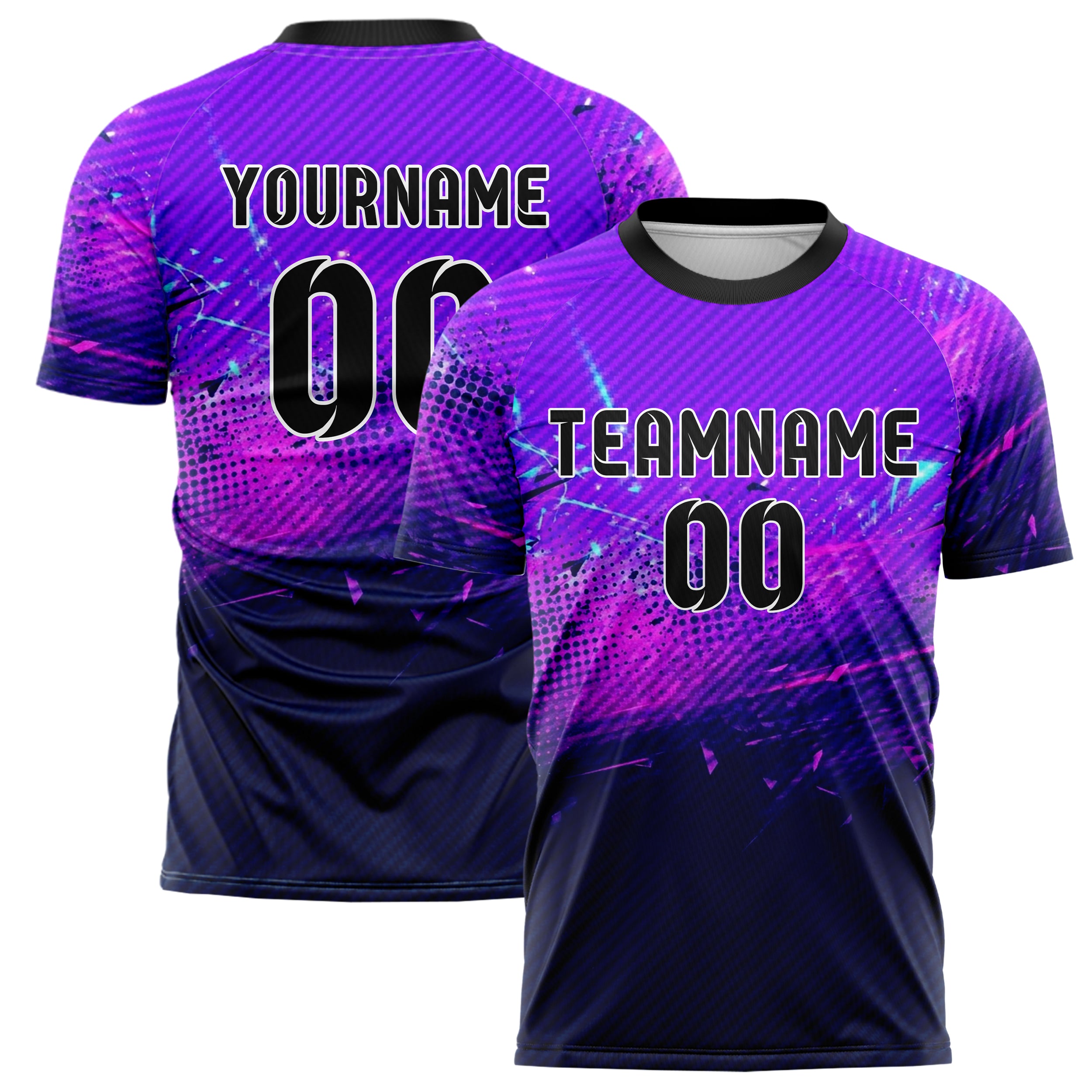 Violett Pink Mitternachtsblau Cyan Weiß UV Dunst Übergang individuelles Fußballtrikot